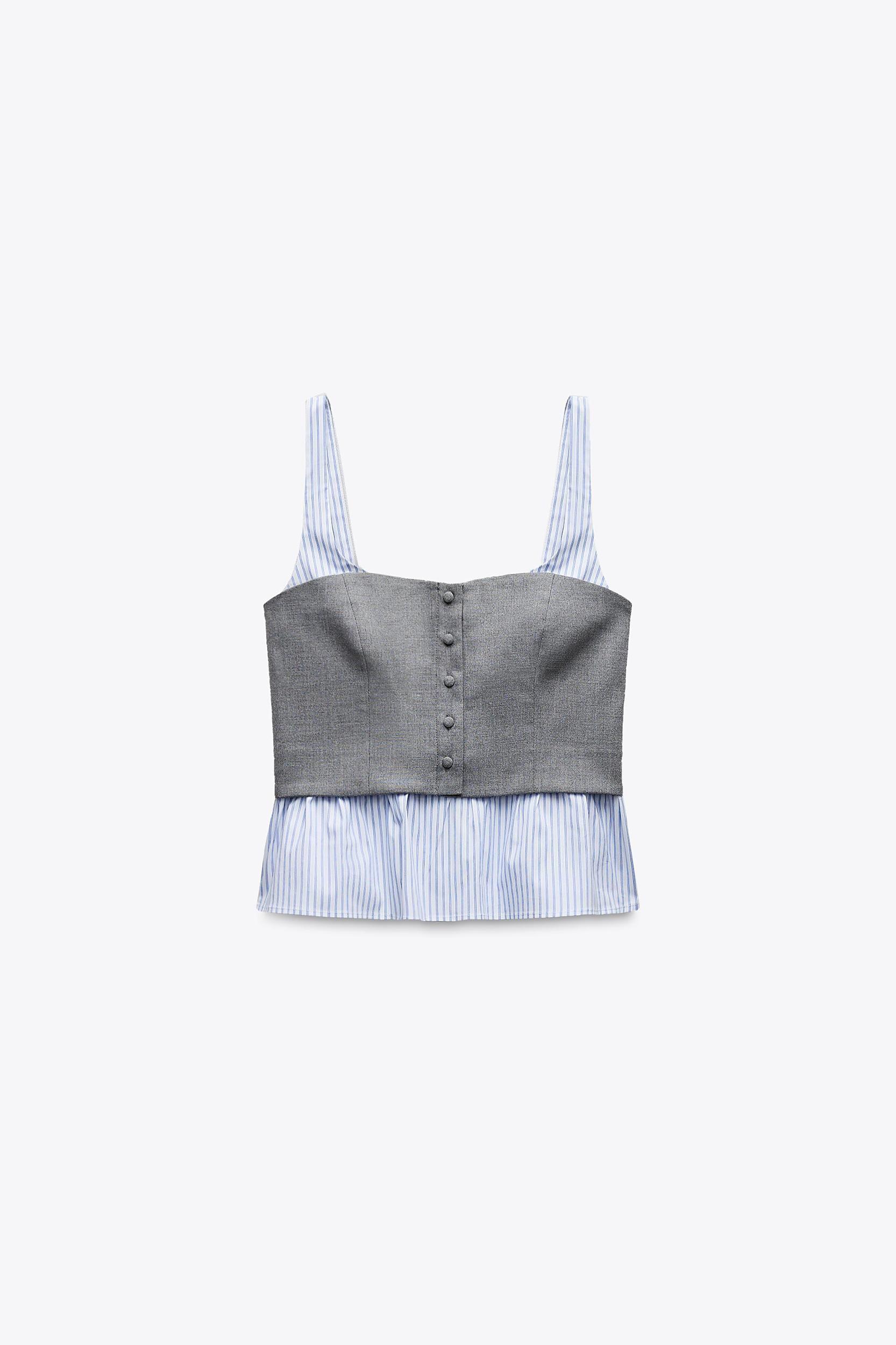 COMBINATION STRIPED POPLIN TOP Product Image
