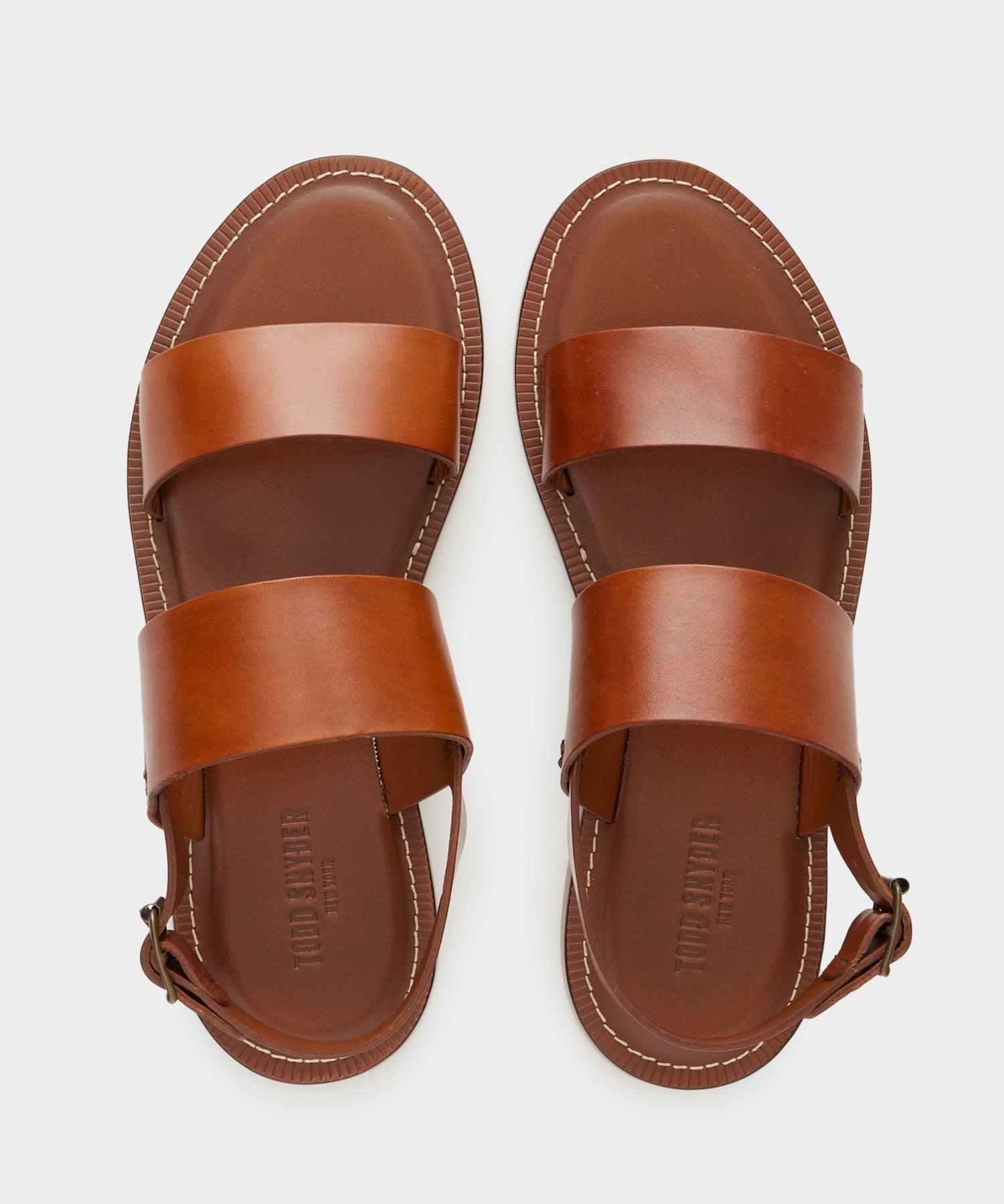Tuscan Leather Double Strap Sandal in Warm Cognac Product Image