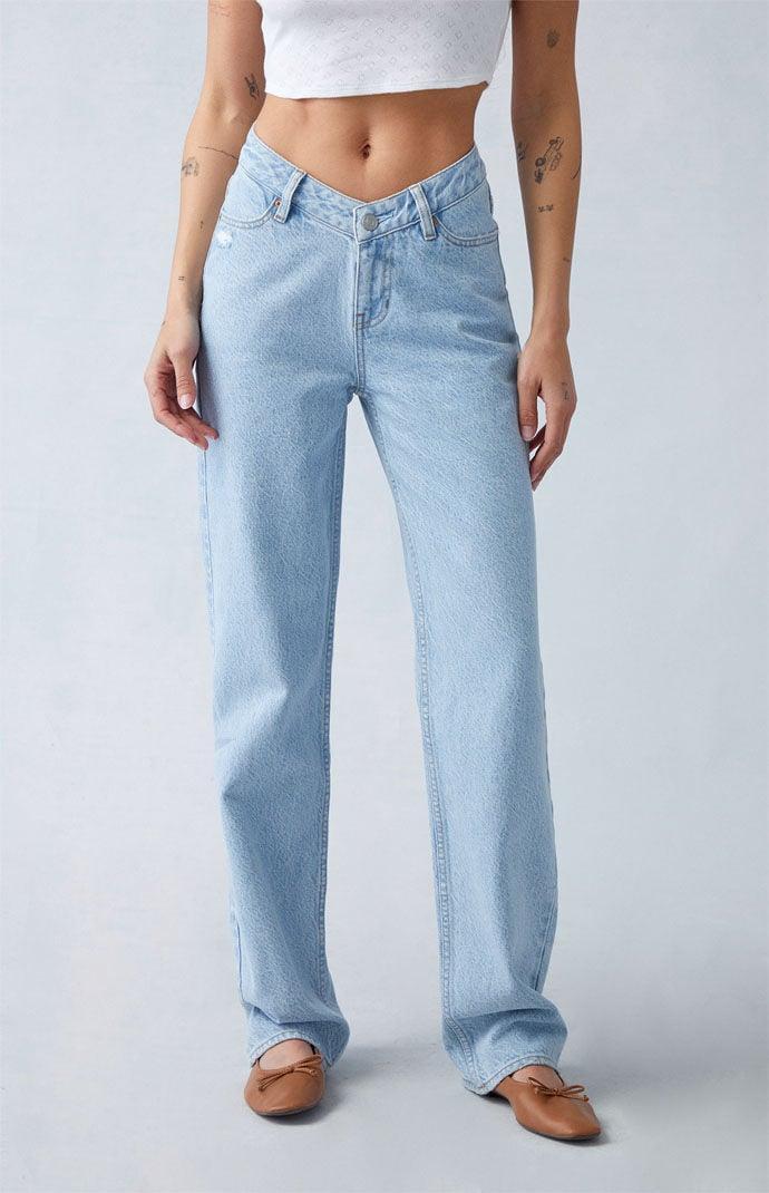 Womens Light Indigo V-Dip 90s Boyfriend Jeans Product Image