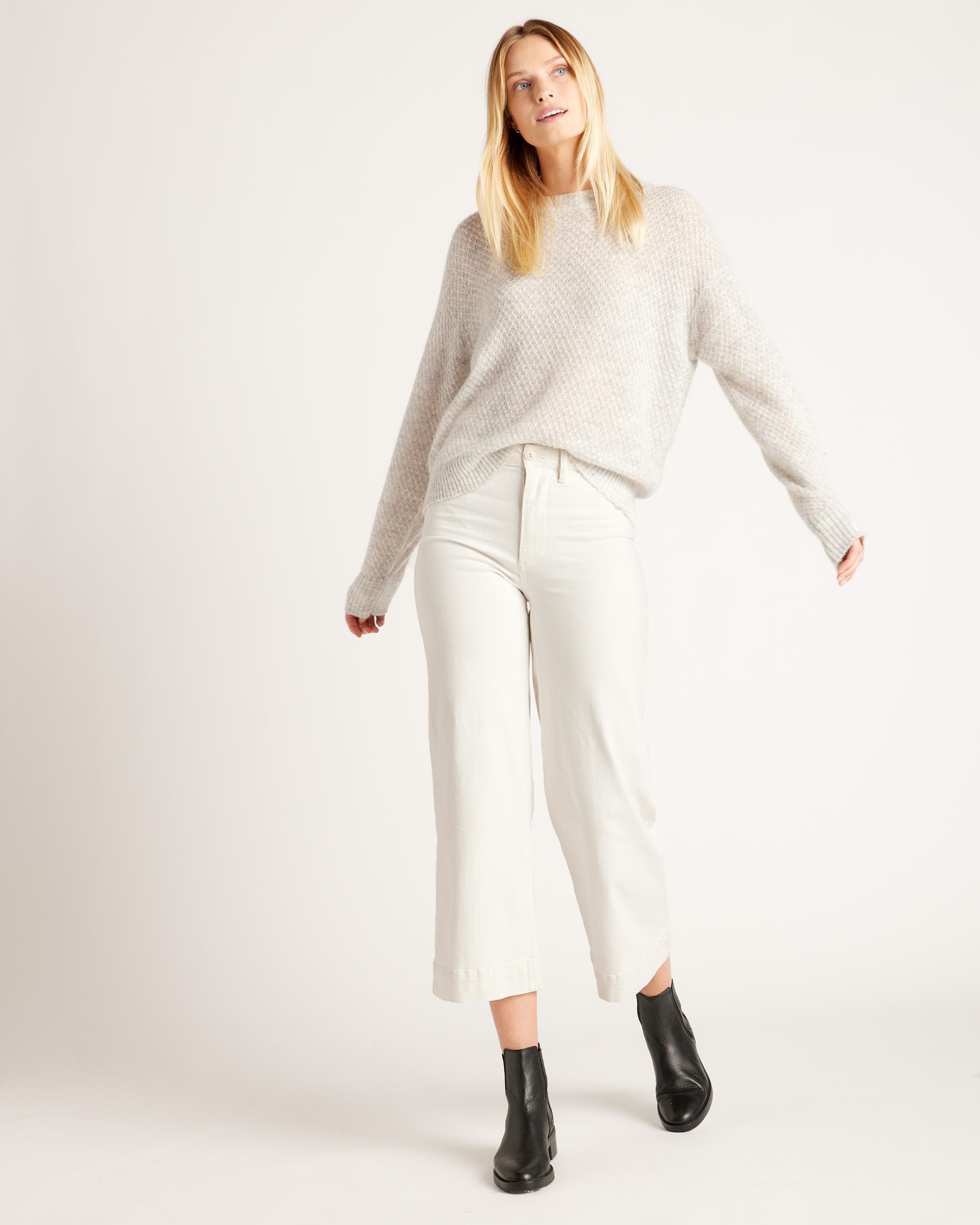 Quince | Women's Baby Alpaca-Wool Diamond Stitch Crew Neck Alpaca Sweater Product Image