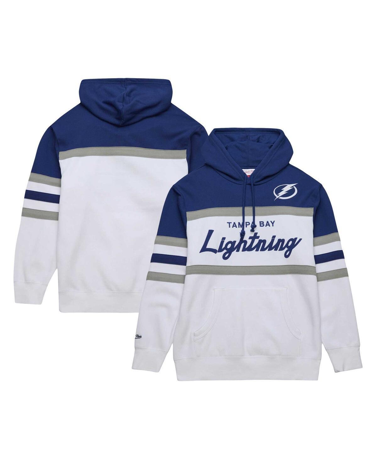 Men's Mitchell & Ness White/Blue Tampa Bay Lightning Head Coach Pullover Hoodie, Size: Large, Lgh White Product Image
