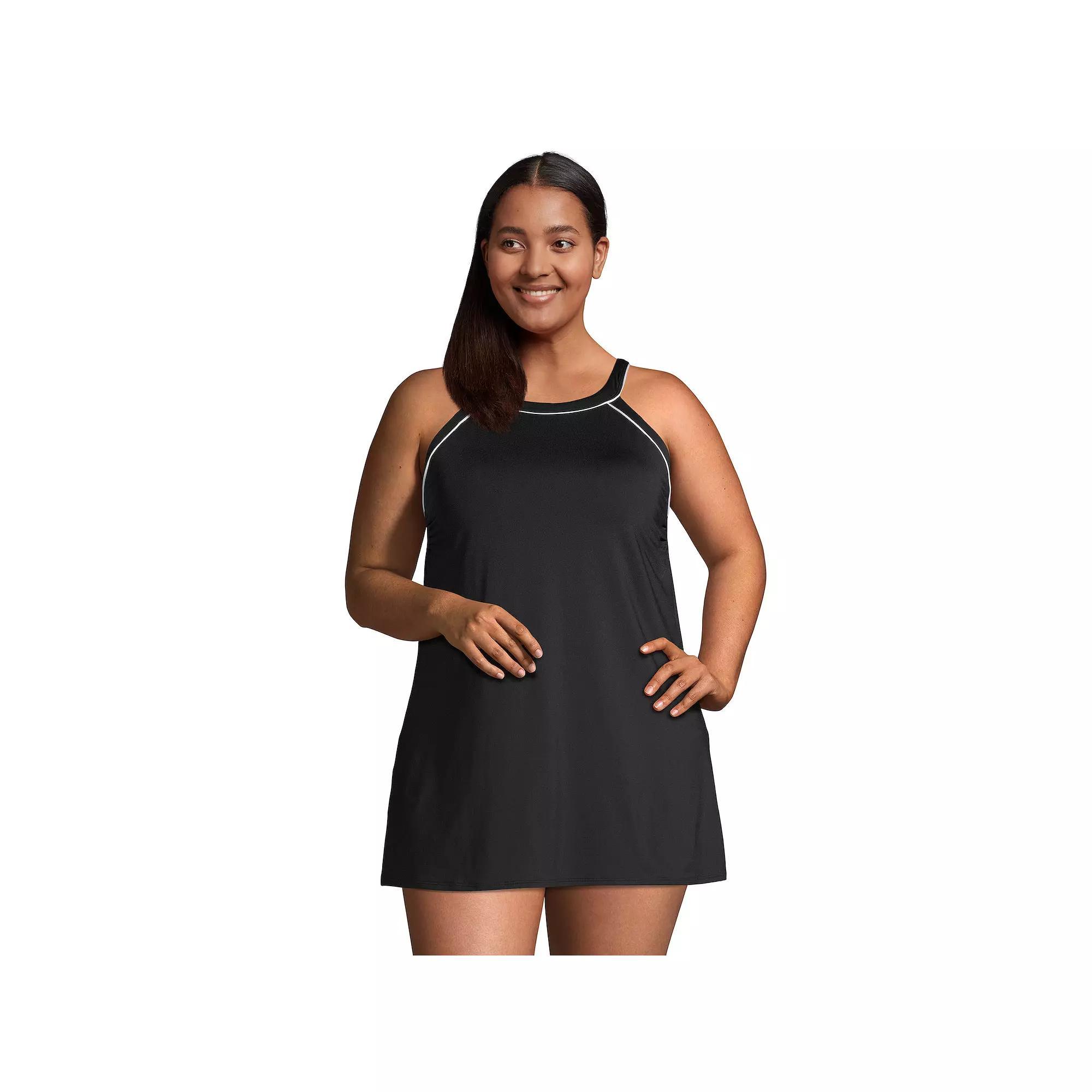 Womens Lands End UPF 50 High Neck One-Piece Swim Dress Product Image