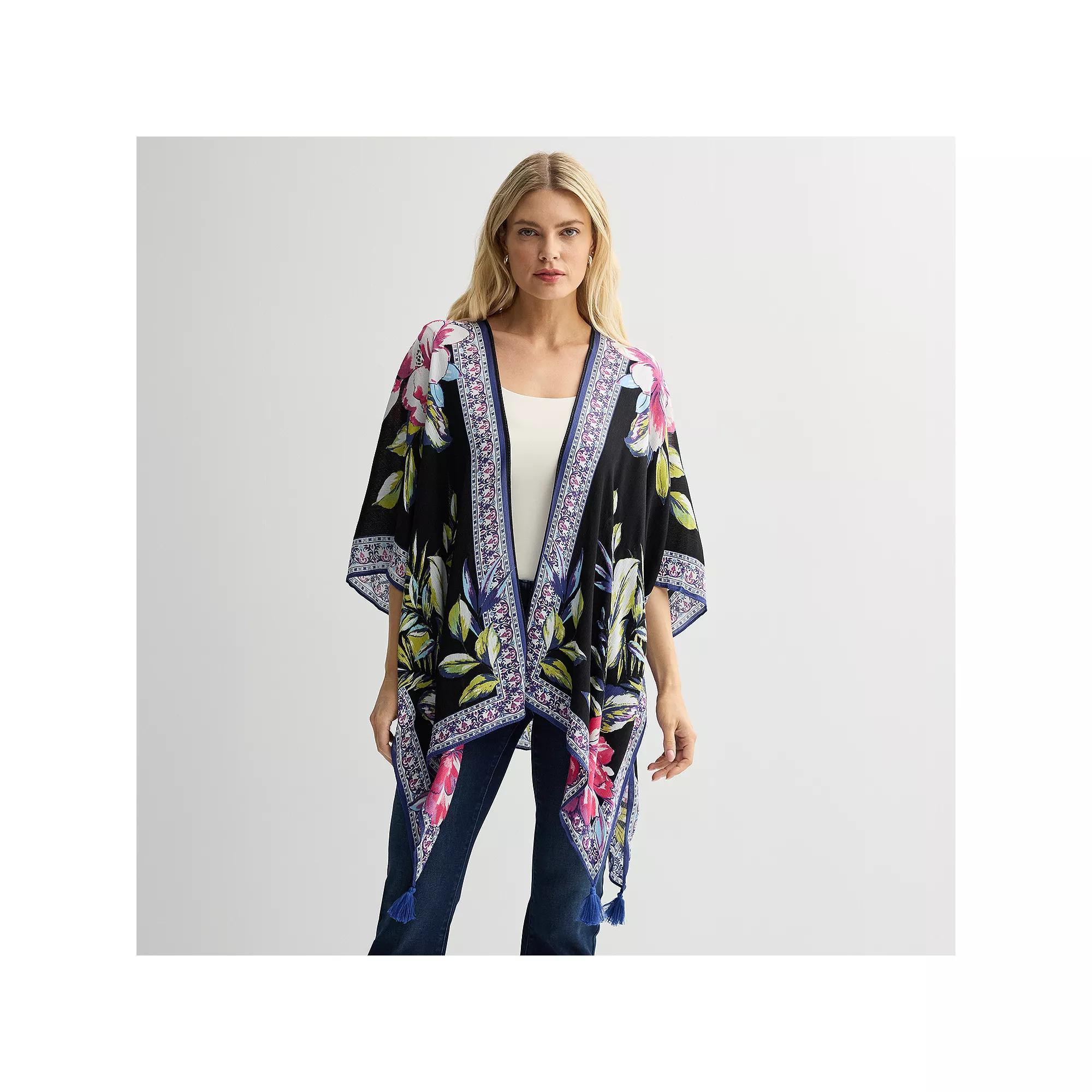 Women's Nine West Painterly Tropical Floral Topper, Black Team Product Image