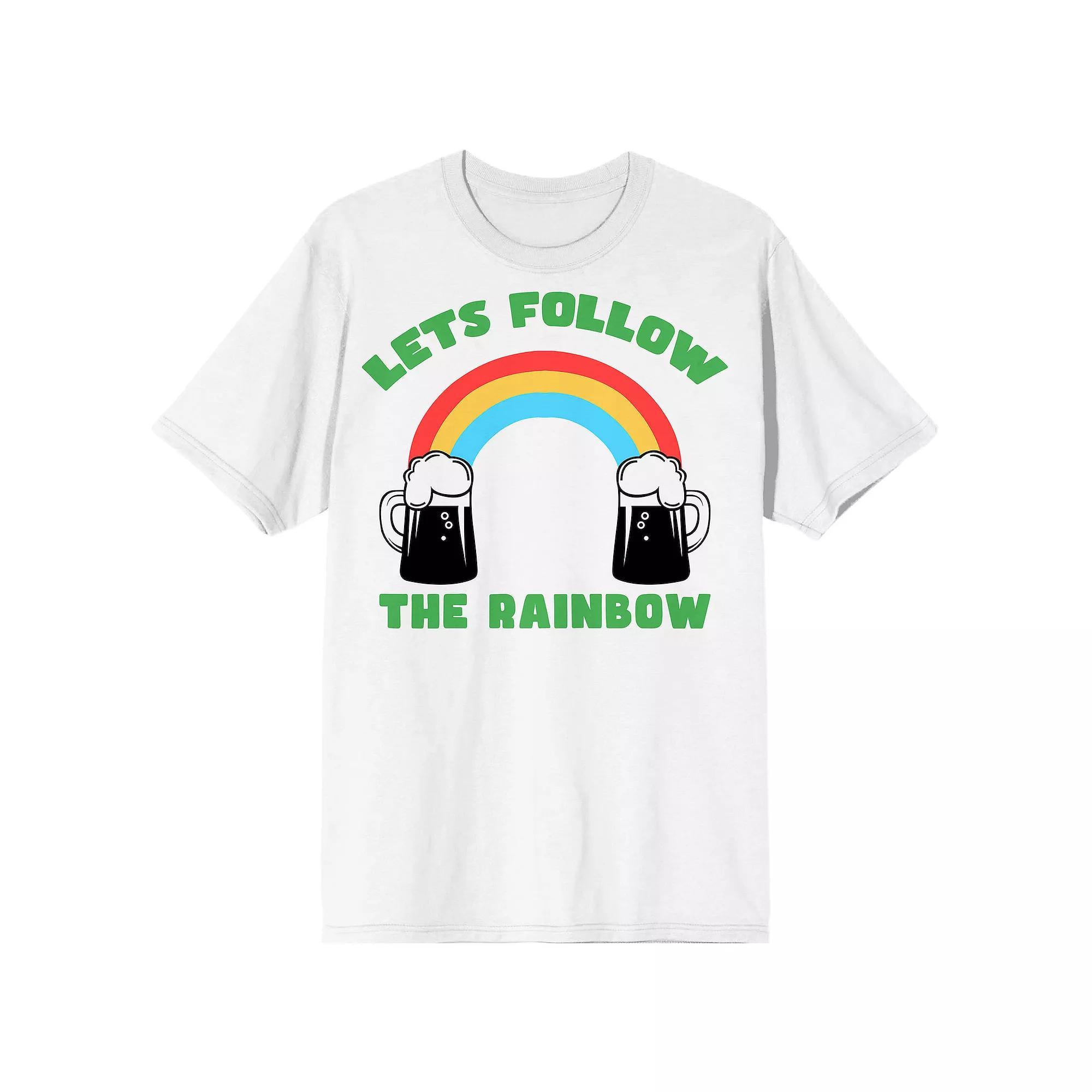 Men's St. Pats Let's Follow the Rainbow Tee, Size: Small, White Product Image