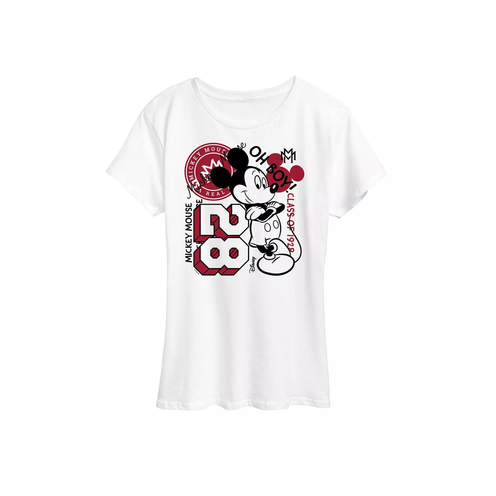 Disneys Mickey Mouse Womens Collegiate Collage Graphic Tee Product Image