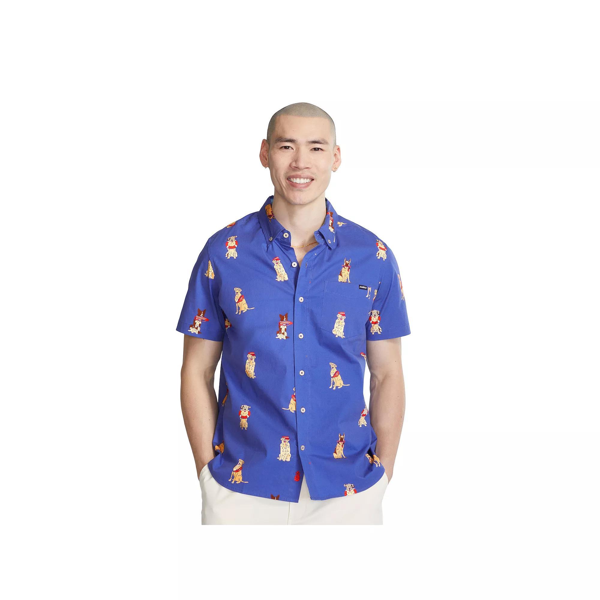 Men's Chubbies Short Sleeve Button Down Shirt, Size: Medium, Royal Blue Product Image
