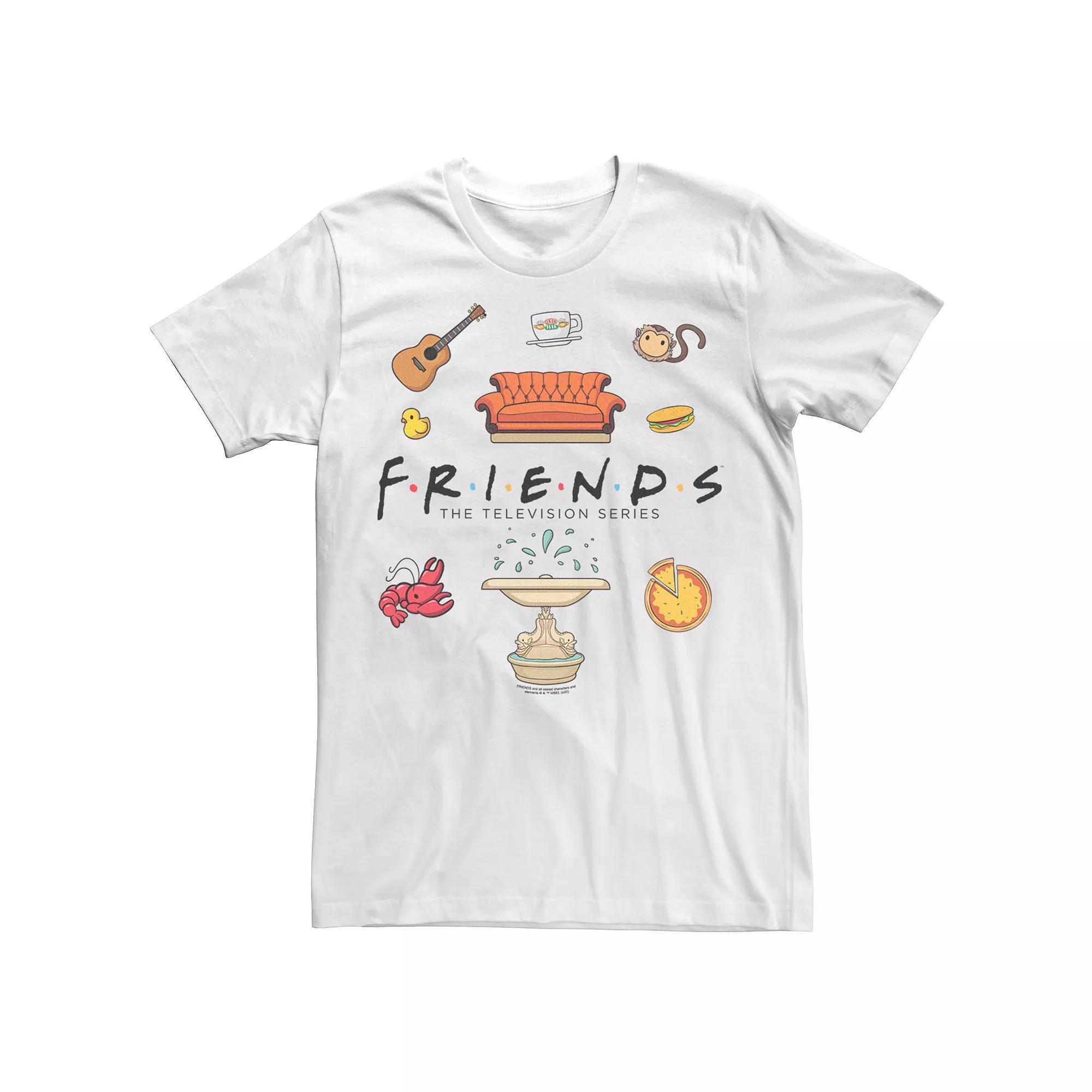Men's Friends Chibi Art Item Jumble Tee, Size: 3XL, White Product Image