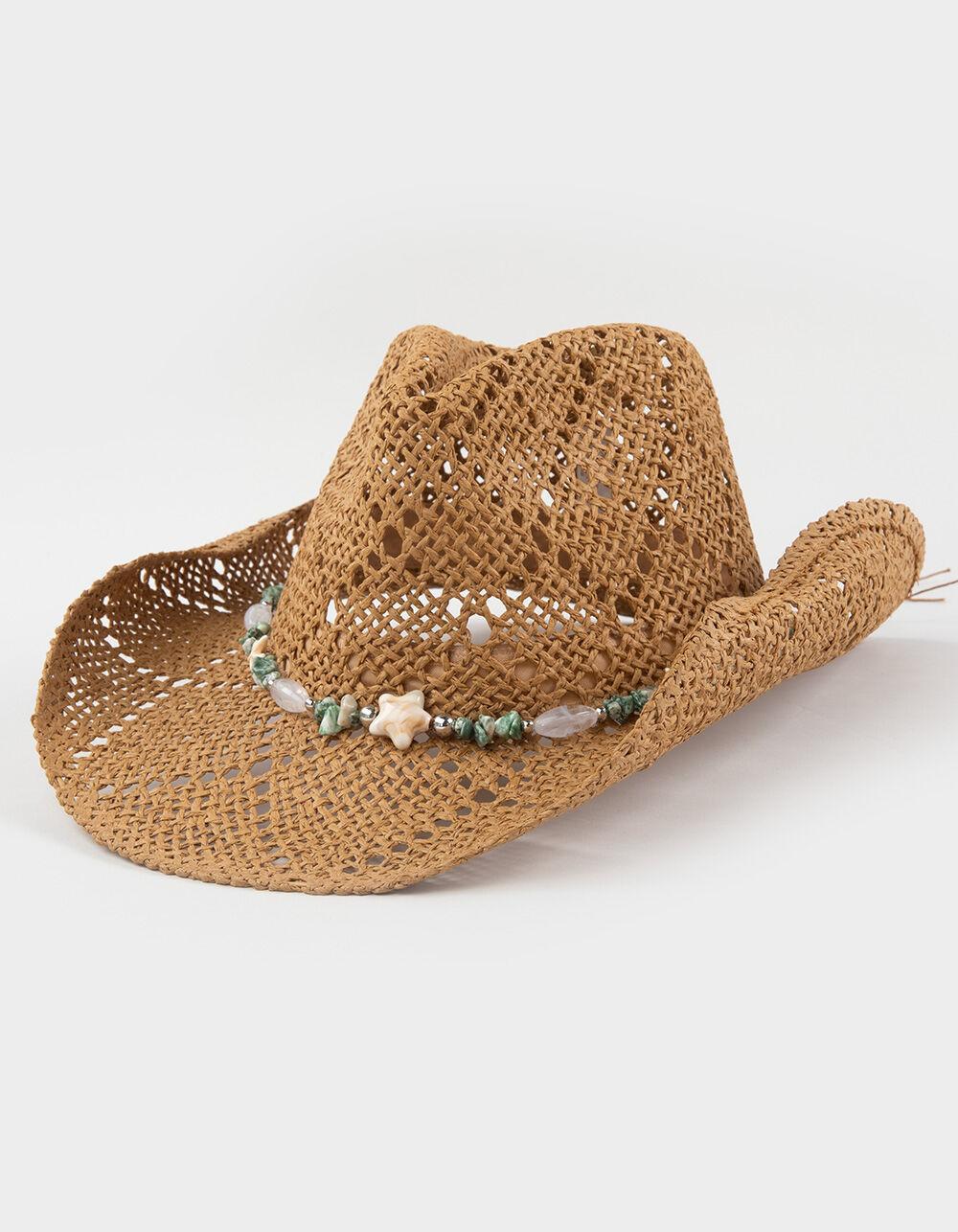 Beach Life Womens Straw Cowboy Hat - KHAKI Product Image
