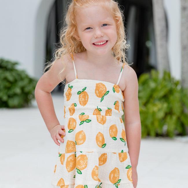 Kid's Tea With You Lemon Printed Gauze Dress SALE Product Image