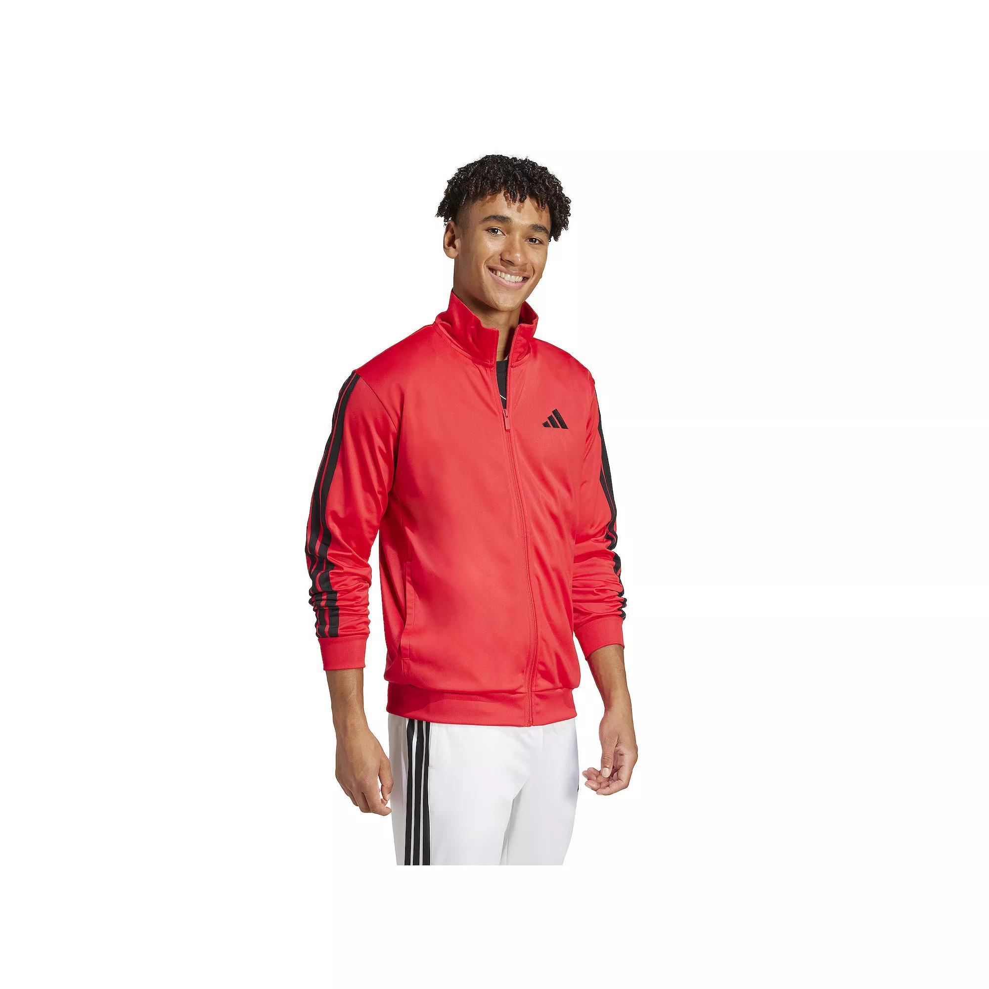 Big & Tall adidas 3-Stripes Tricot Sportswear Zip Front Track Top, Men's, Size: XXL Tall, Pure Red Product Image