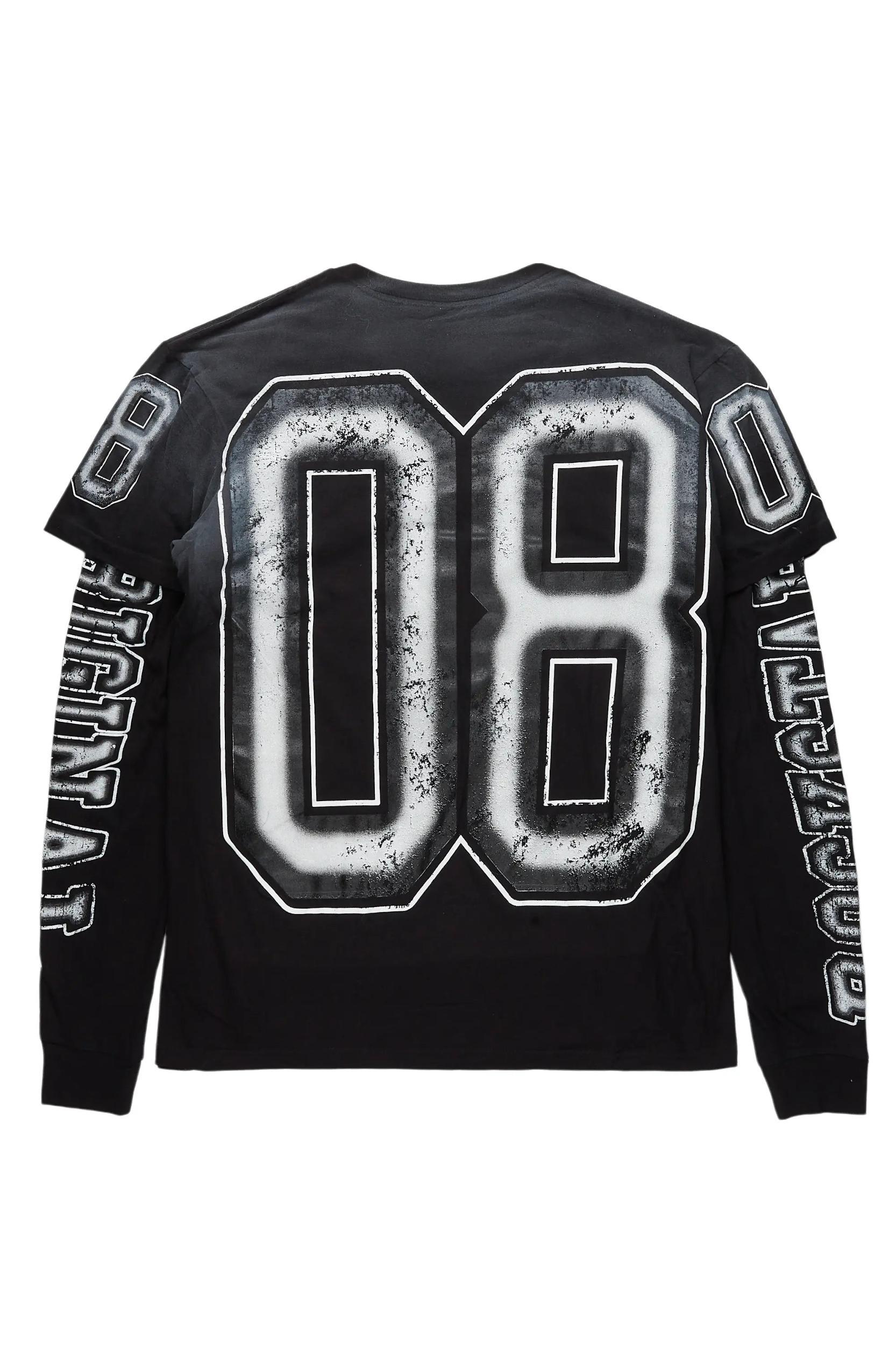 Tariqa Black/White Double Layer Graphic T-Shirt Female Product Image