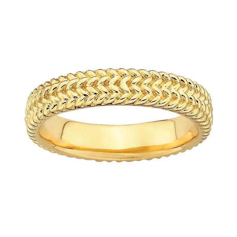 Stacks & Stones 18k Gold Over Silver Herringbone Stack Ring, Women's Product Image