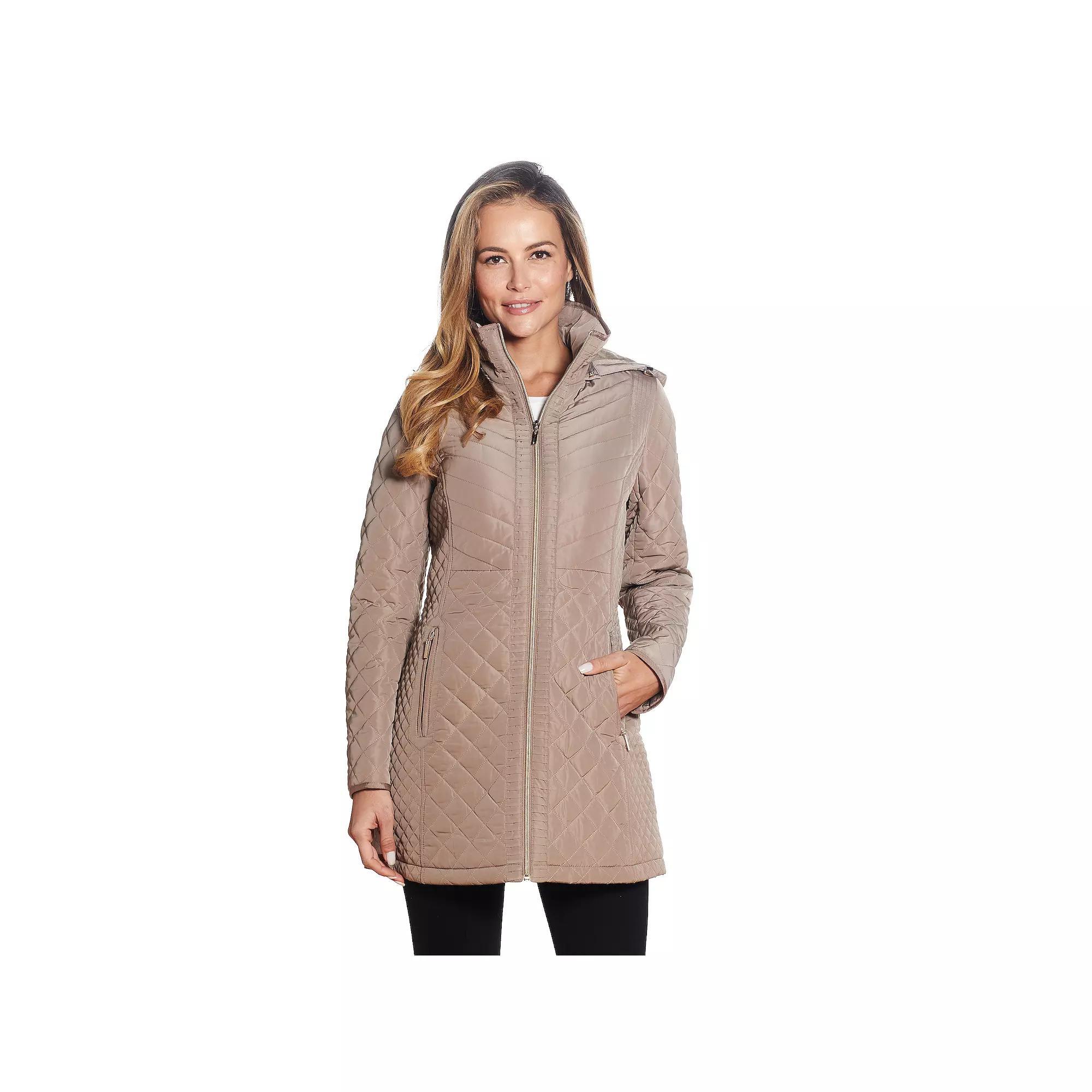 Women's Gallery Faux-Fur Hood Quilted Jacket, Size: Small, Brown Product Image