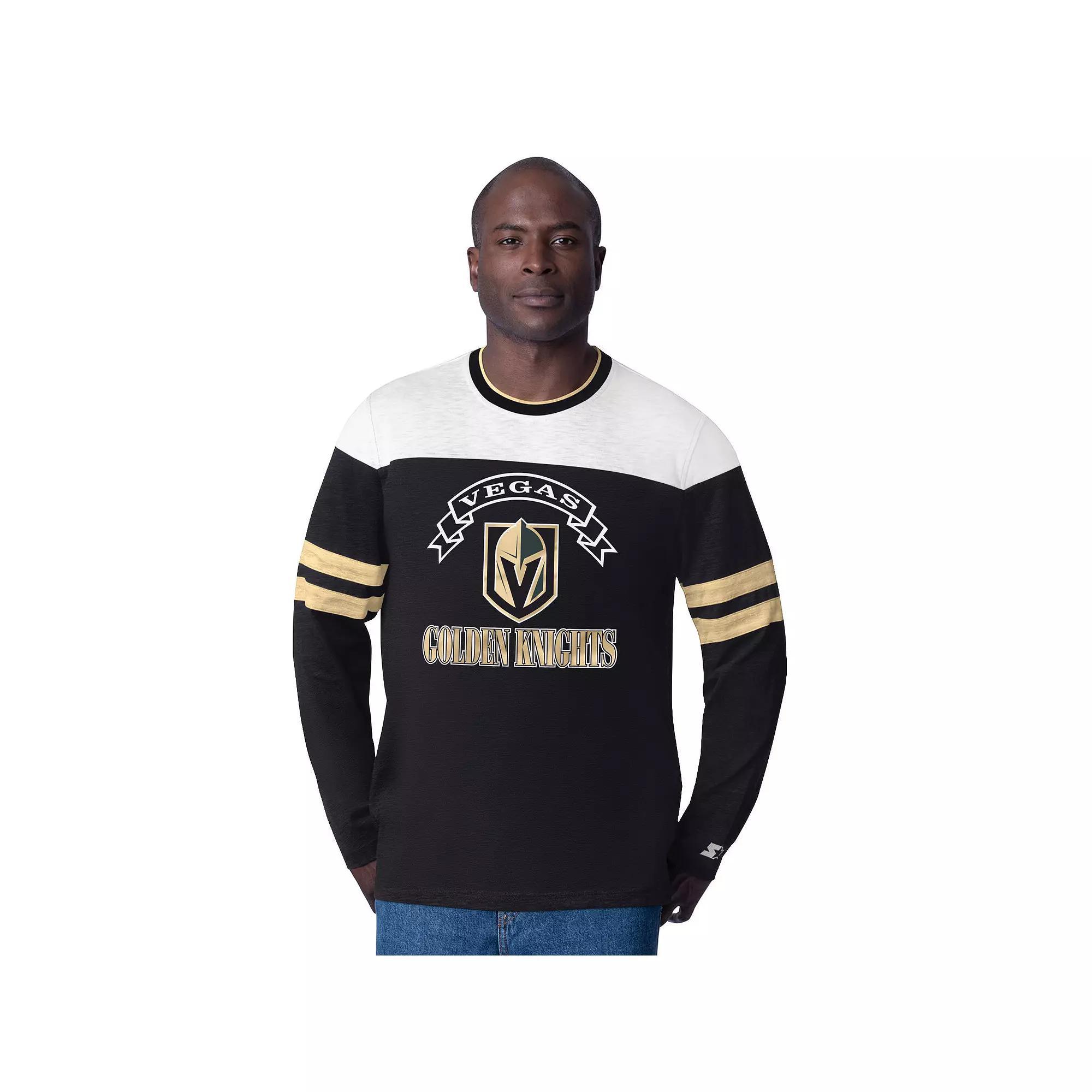 Men's Starter  Black Vegas Golden Knights Blitz Durene Long Sleeve T-Shirt, Size: Large, Lvk Black Product Image