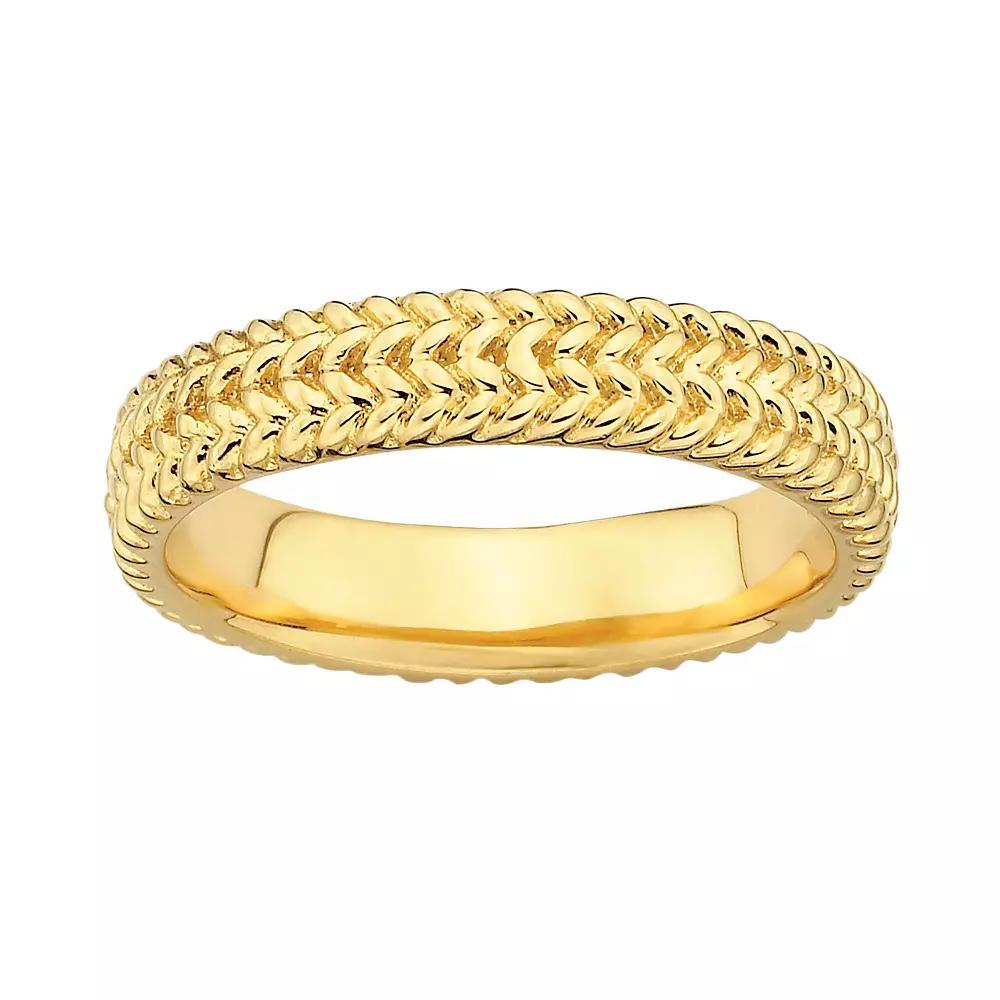 Stacks & Stones 18k Gold Over Silver Herringbone Stack Ring, Women's Product Image