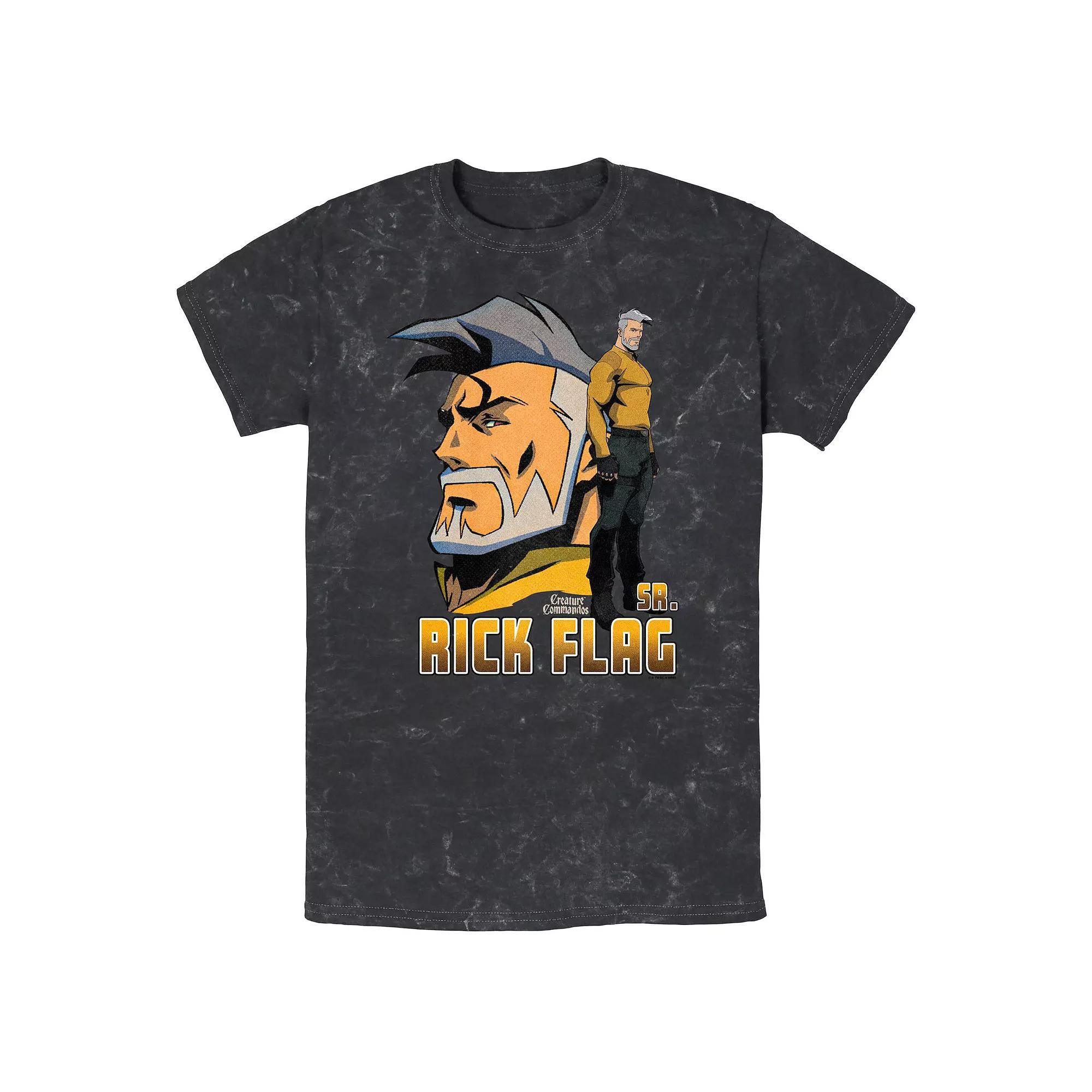 Men's Creature Commandos Rick Flag Sr. Poster Mineral Wash Graphic Tee, Size: Small, Black Product Image