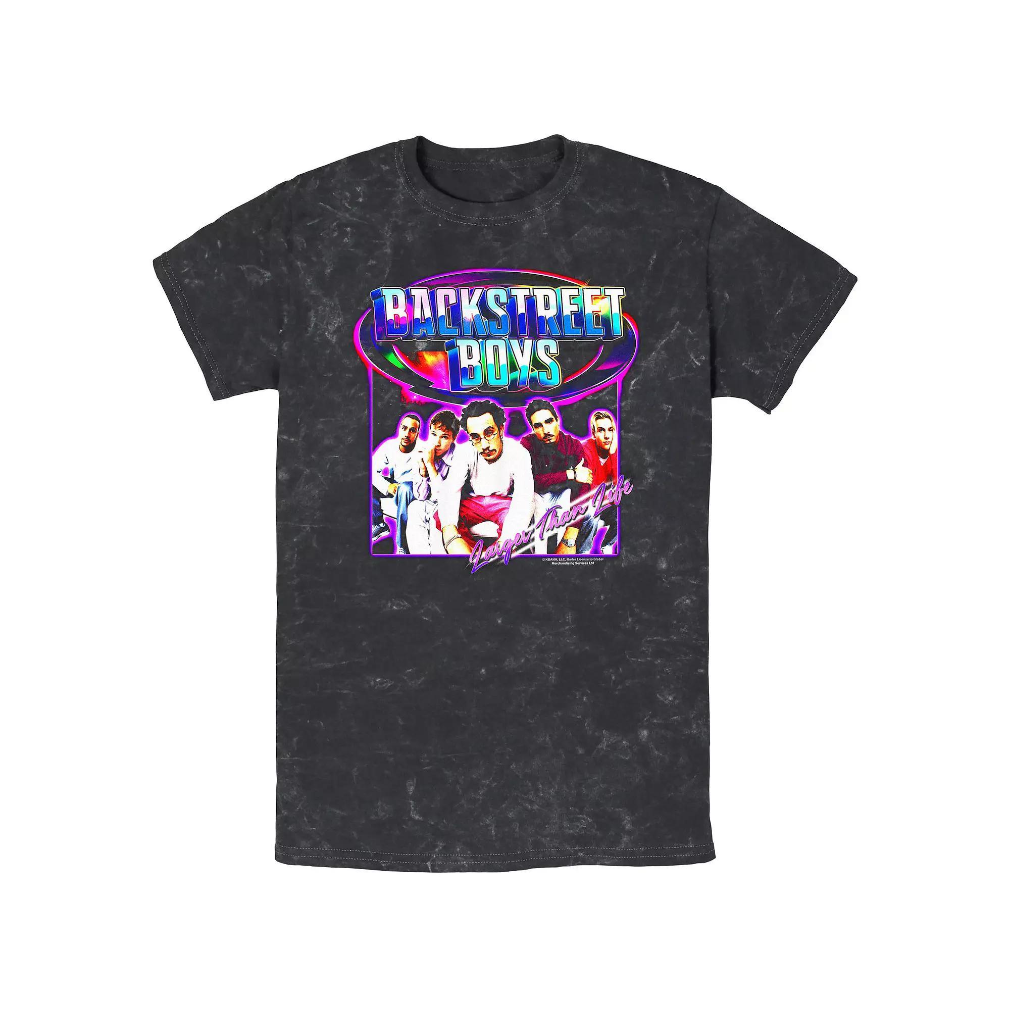 Men's Backstreet Boys Larger Than Life Cover Mineral Wash Graphic Tee, Size: Medium, Black Product Image