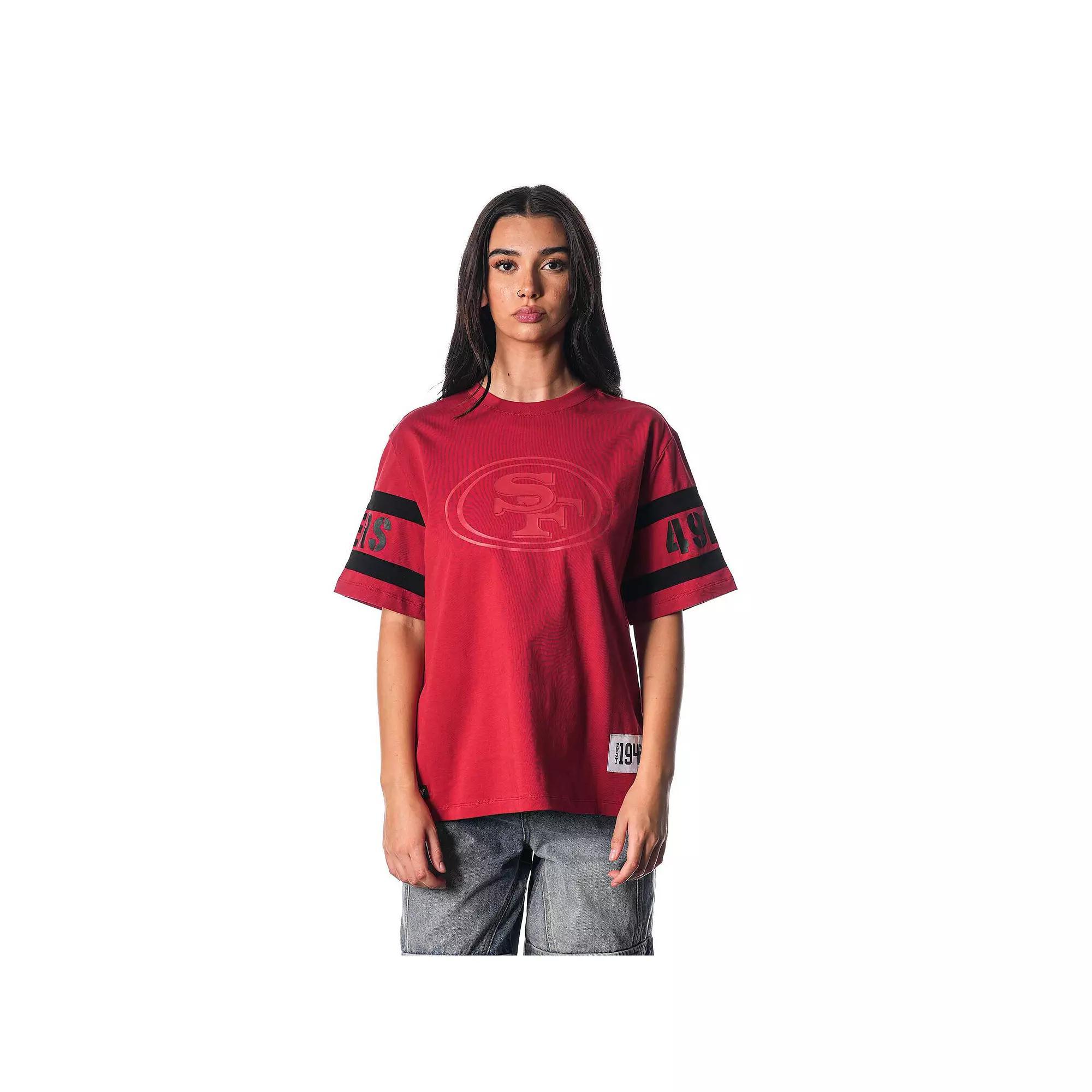 Women's The Wild Collective Scarlet San Francisco 49ers Drop Shoulder T-Shirt, Size: Large, Red Product Image