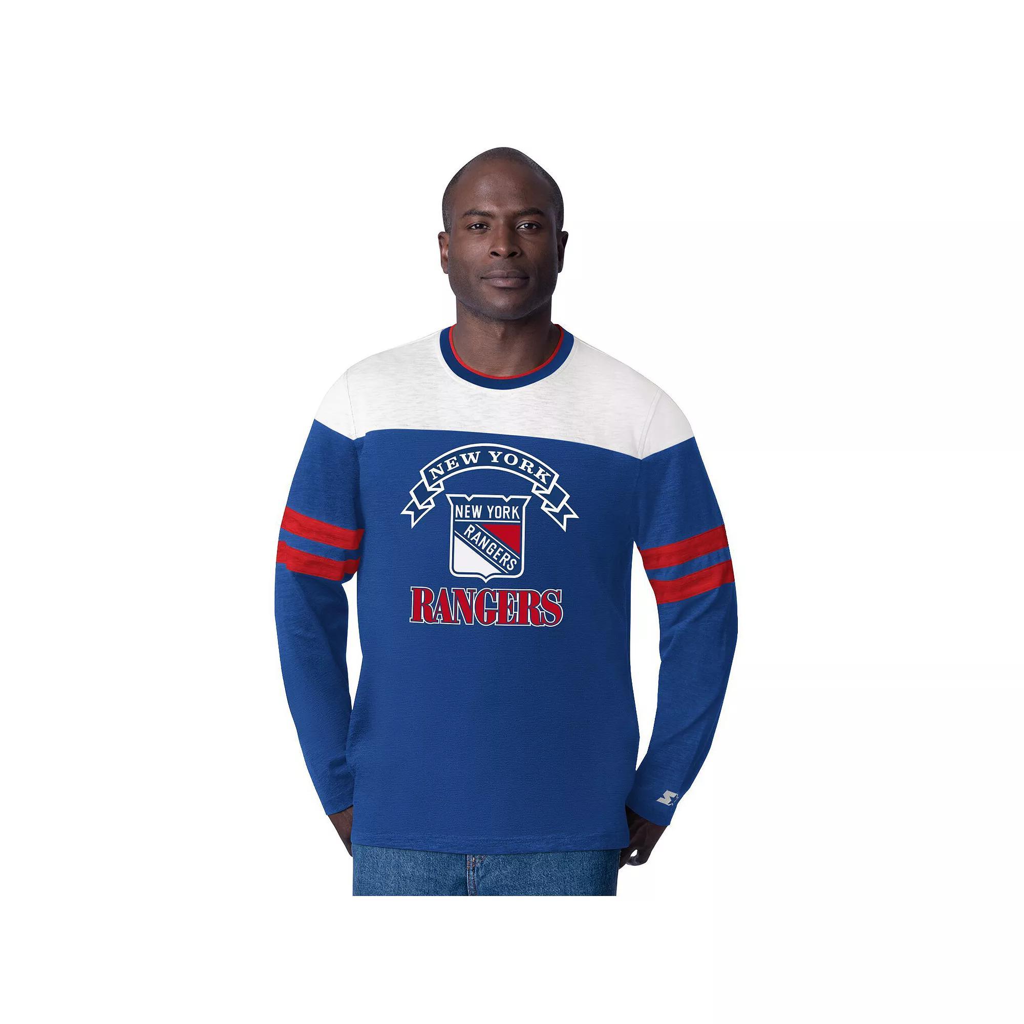 Men's Starter  Blue New York Rangers Blitz Durene Long Sleeve T-Shirt, Size: XL, Ran Blue Product Image