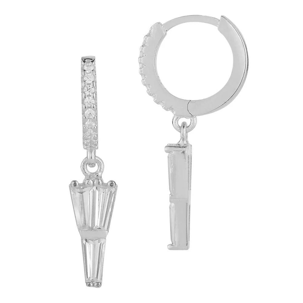 Sunkissed Sterling Freshwater Cultured Pearl & Cubic Zirconia Spike Hoop Earrings, Womens, Silver Tone Product Image