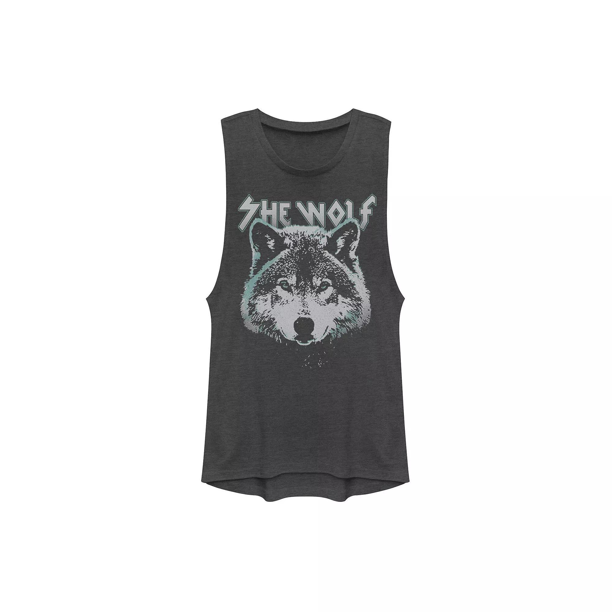 Juniors' NASA Repeating Rainbow Logo Muscle Tank Top, Girl's, Size: XS, Denim Grey Product Image
