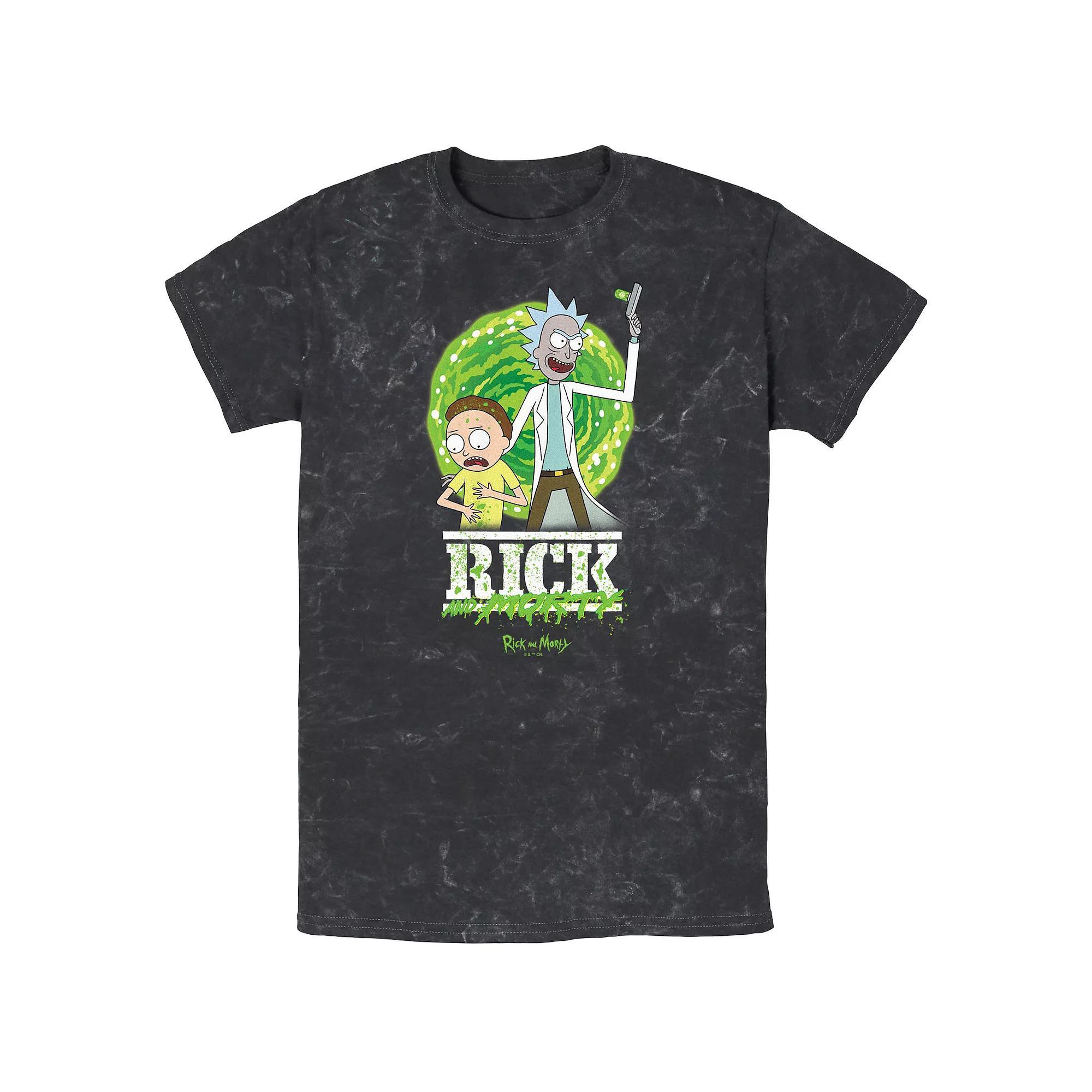 Men's Rick And Morty Danger Duo Mineral Wash Graphic Tee, Size: Small, Black Product Image