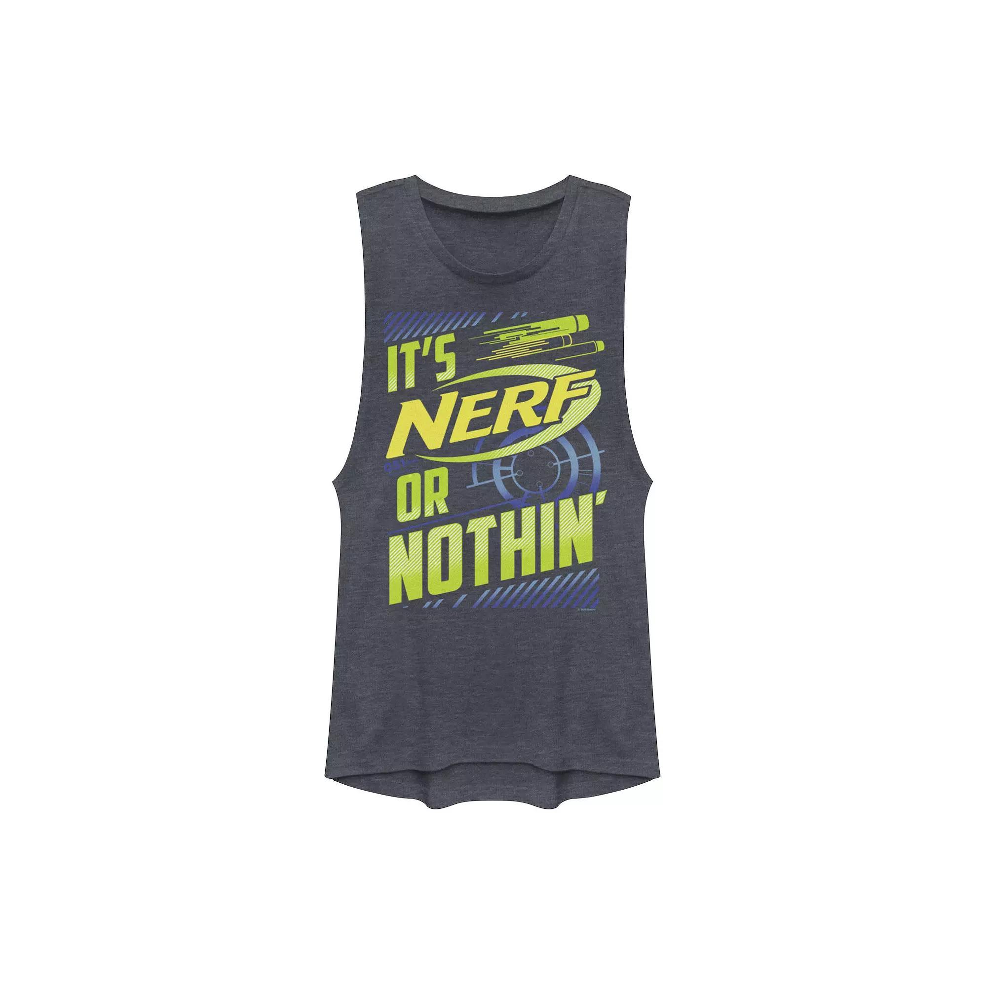 Juniors' Nerf It's Nerf Or Nothin' Muscle Tank Top, Girl's, Size: XXL, Denim Grey Product Image