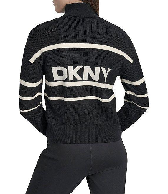 DKNY Sport by Donna Karan Stripe Long Sleeve Zip Front Cardigan Product Image
