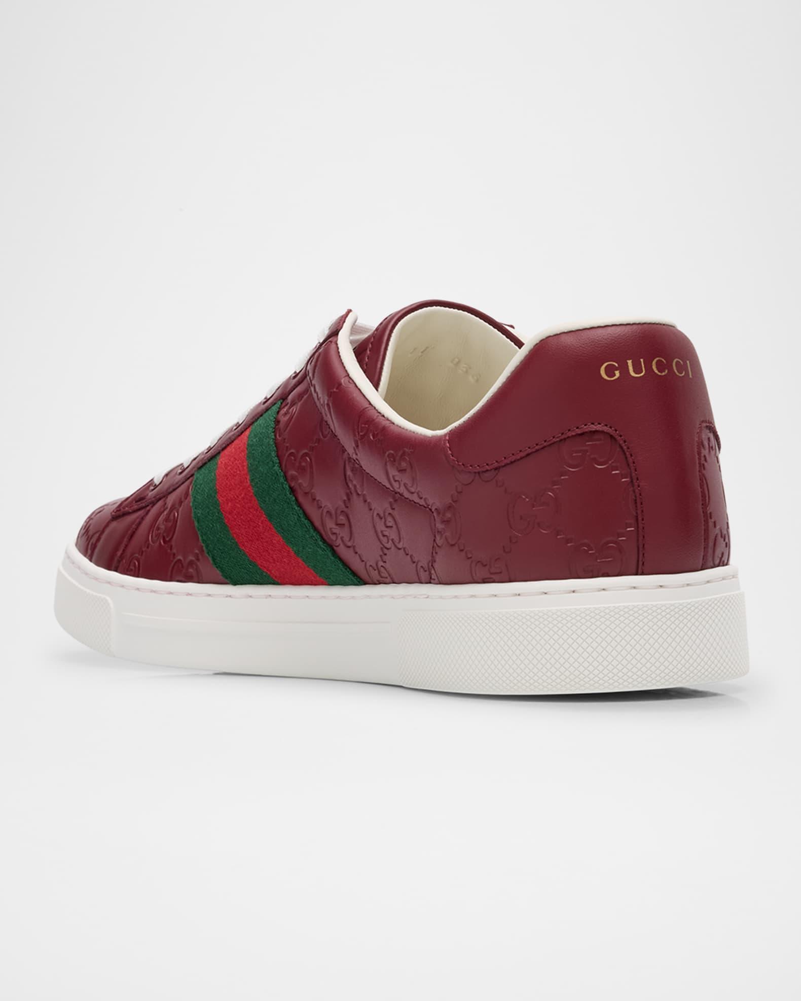 Men's Ace GG Embossed Leather Low-Top Sneakers Product Image