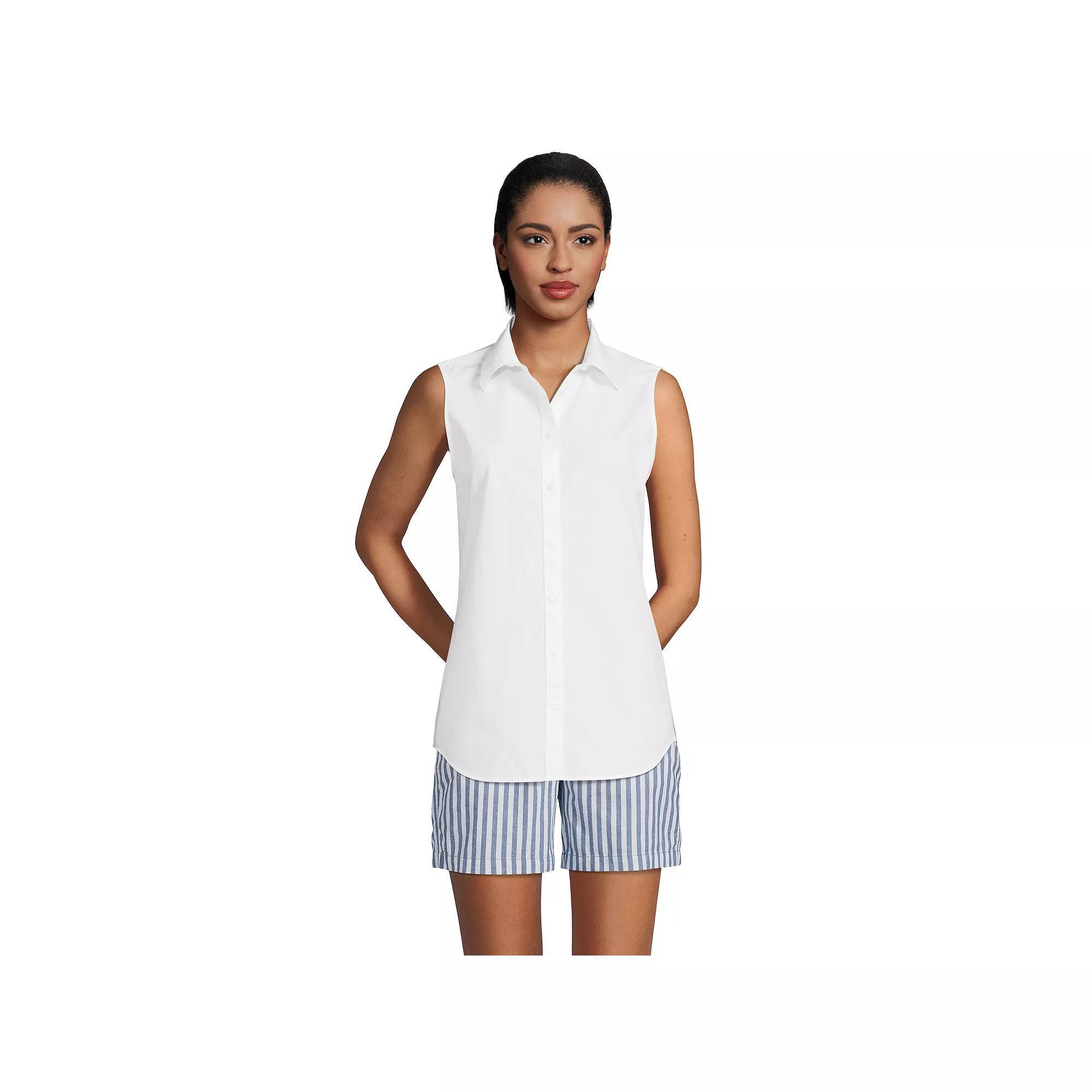 Women's Lands' End Wrinkle Free No Iron Sleeveless Shirt, Size: Medium, White Product Image