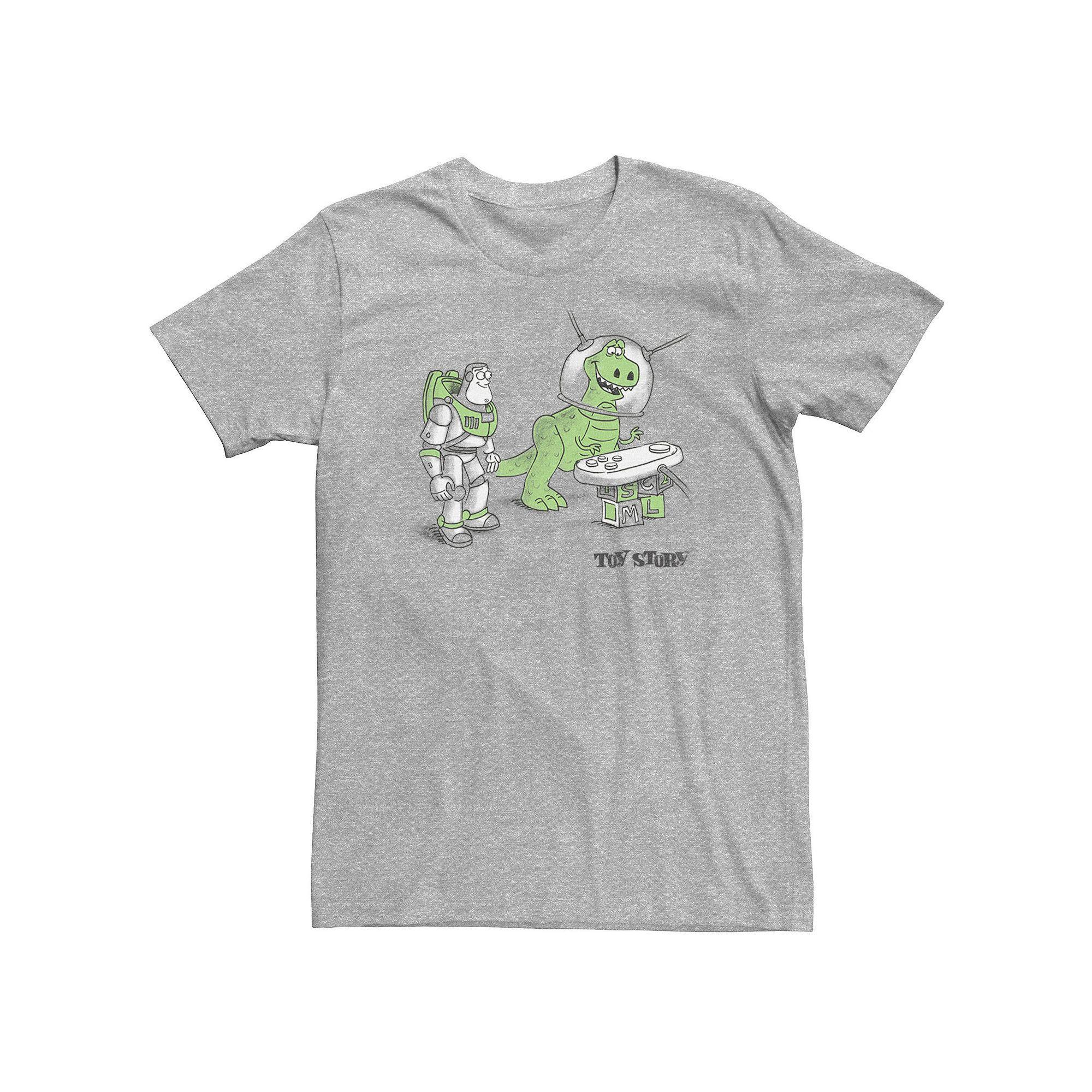 Disney / Pixar's Toy Story Buzz Lightyear & Rex Big & Tall Let's Play Doodle Tee, Men's, Size: 4XL, Athletic Grey Product Image
