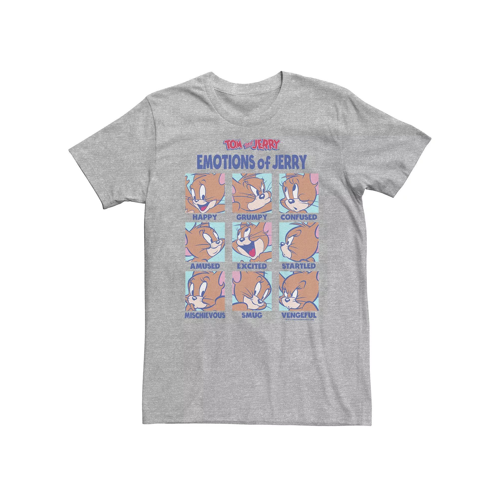 Big & Tall Tom And Jerry Emotions Of Jerry Box Up Tee, Men's, Size: 3XL, Athletic Grey Product Image