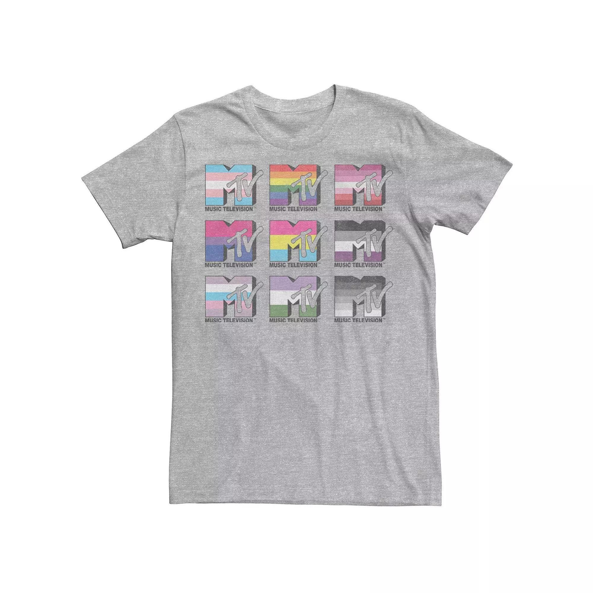 Men's MTV Music Television Pride Flag Logos Tee, Size: XL, Athletic Grey Product Image