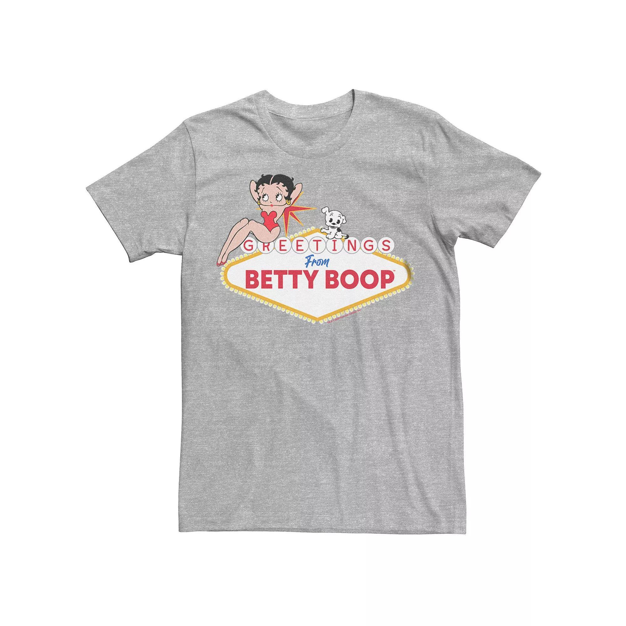 Men's Betty Boop Las Vegas Sign Tee, Size: Large, Athletic Grey Product Image