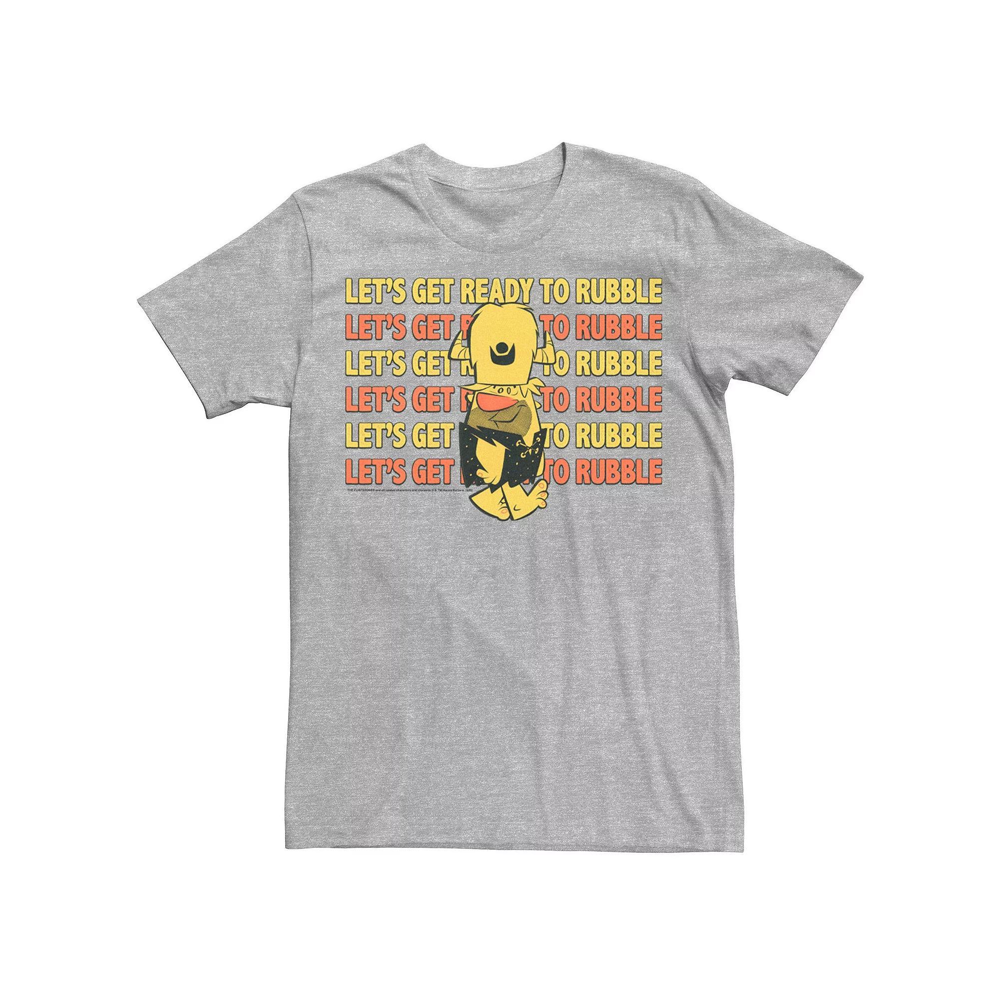 Men's The Flintstones Barney Let's Get Ready To Rubble Tee, Size: Large, Athletic Grey Product Image