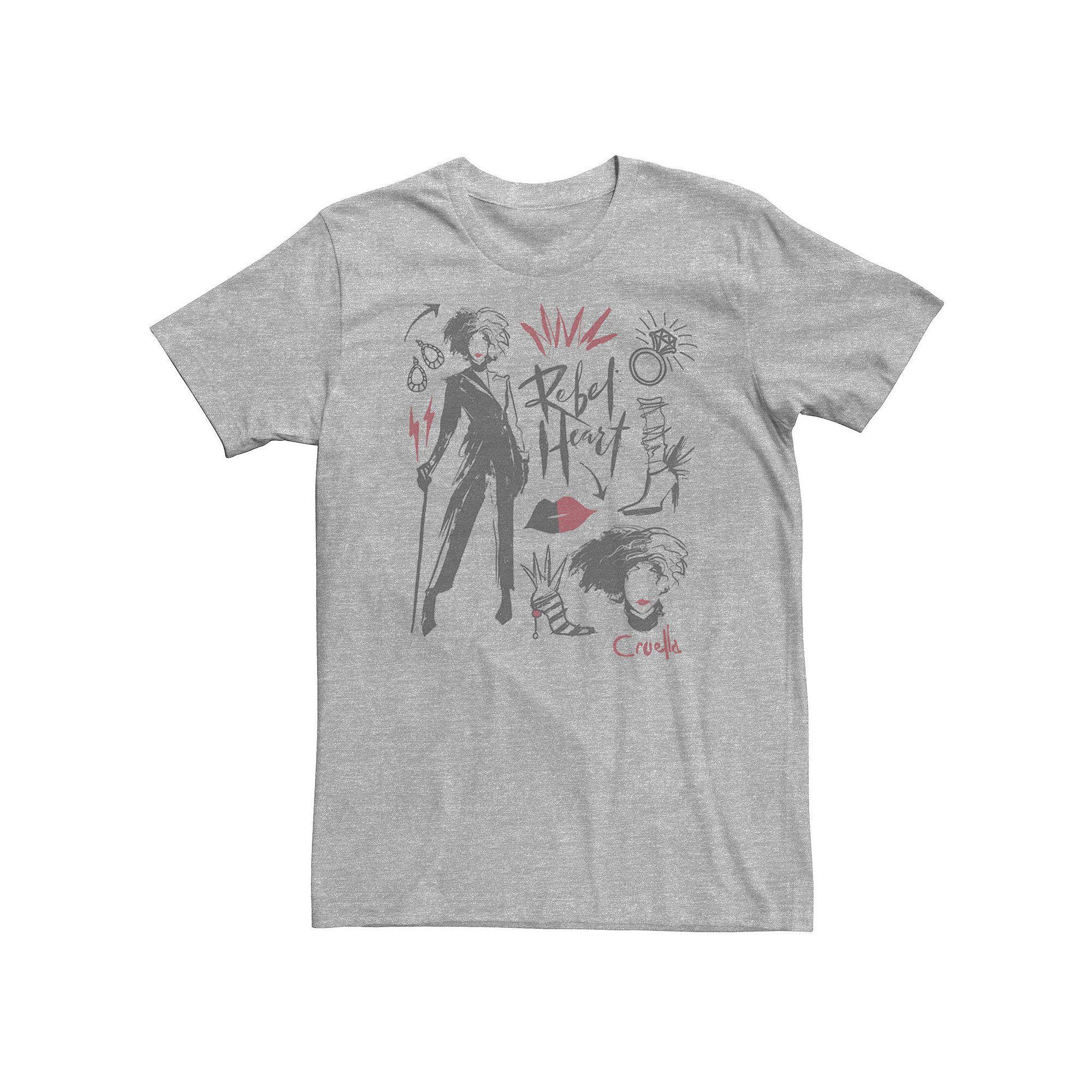 Big & Tall Disney Cruella Rebel Heart Collage Sketches Tee, Men's, Size: 4XL, White Product Image