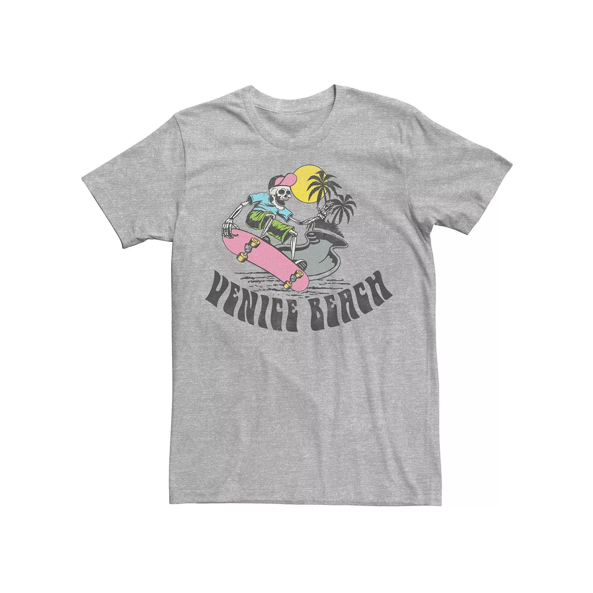 Men's Venice Beach Skeleton Skateboarding Tee, Size: Small, Athletic Grey Product Image