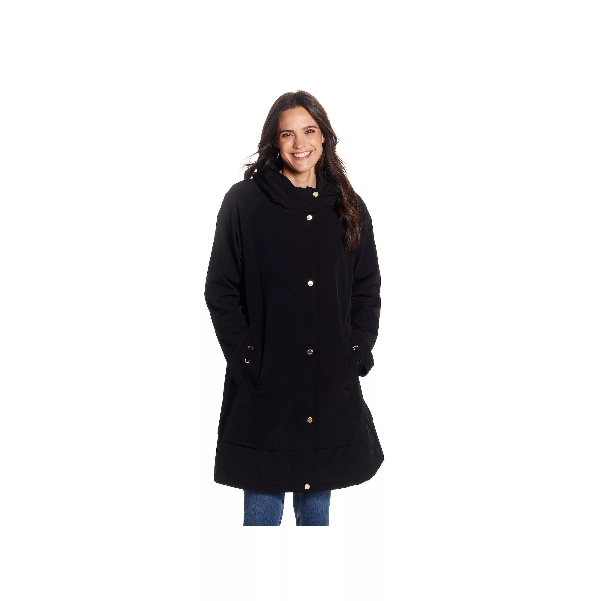 Women's Gallery Accordion Collar Raincoat, Size: Medium, Black Product Image