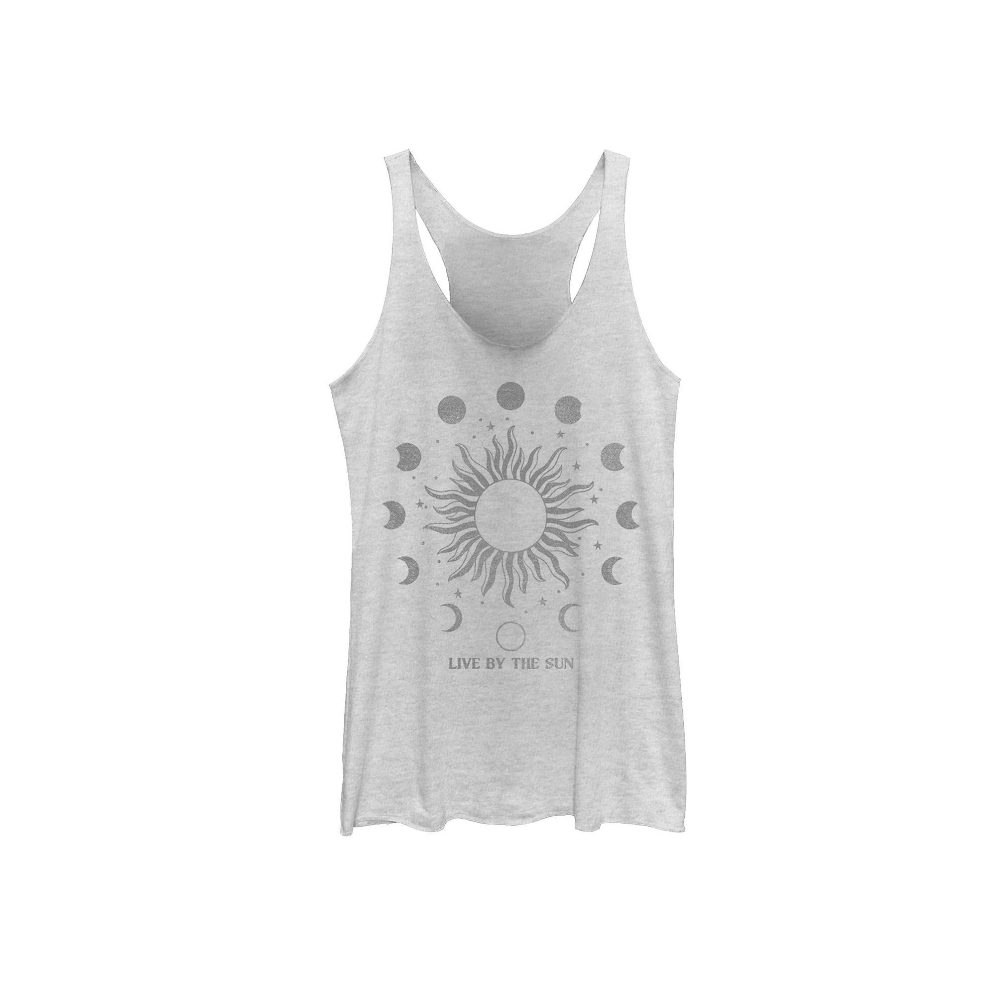 Juniors' Live By The Sun Distressed Stamp Tank Top, Girl's, Size: Small, White Grey Product Image