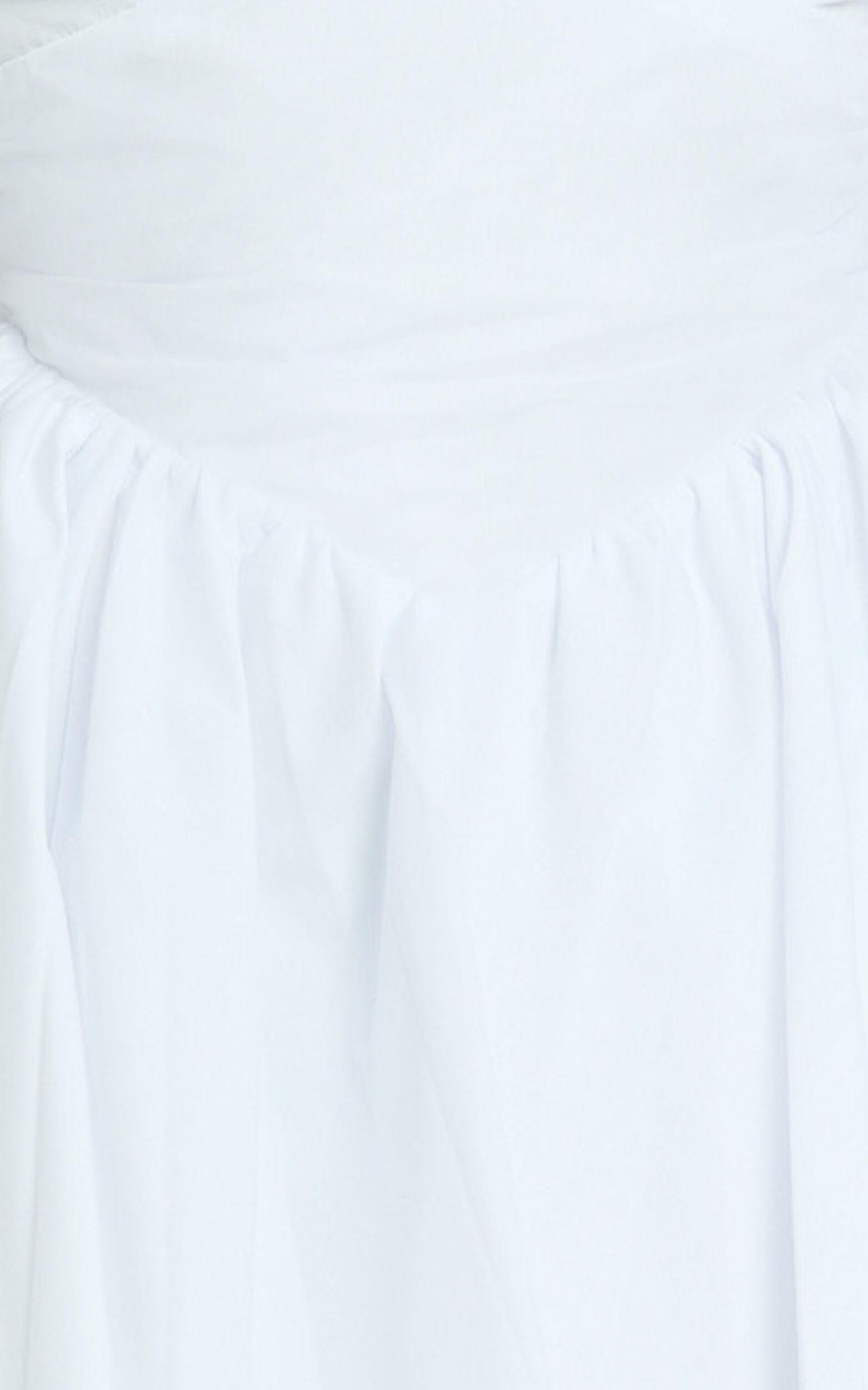Julie Mini Dress - V Neck Drop V Waist Pleated Dress in White Product Image
