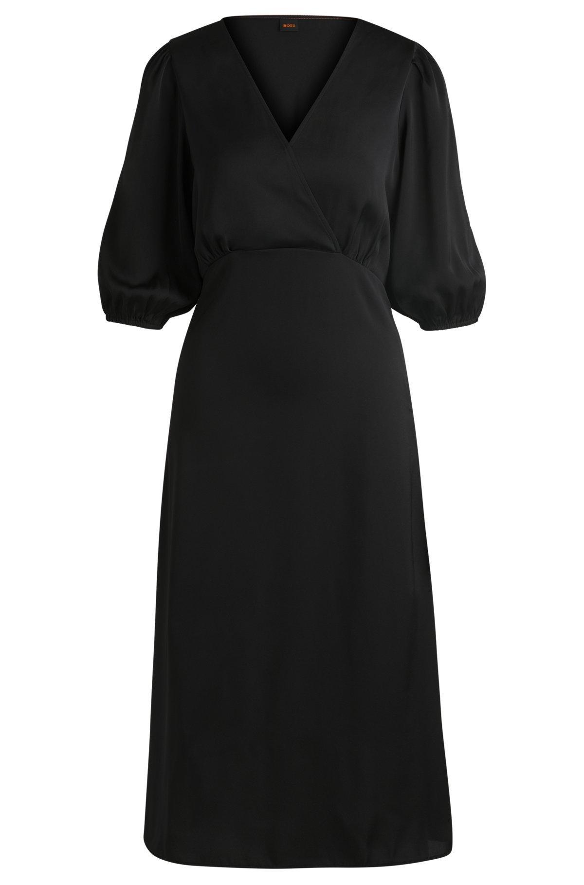 Wrap-front dress in hammered satin Product Image