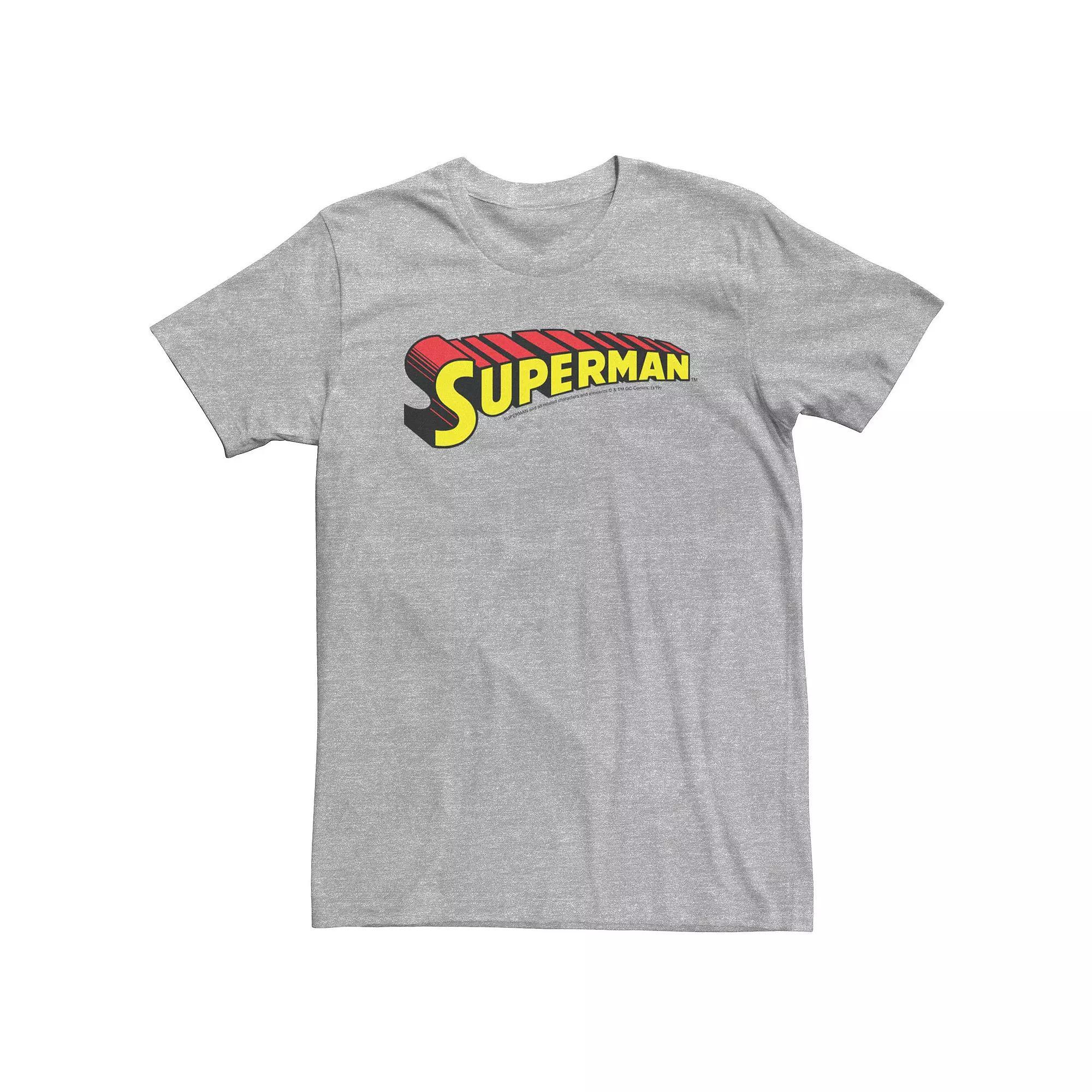 Big & Tall DC Comics Superman Bold Text Logo Tee, Men's, Size: XXL Tall, Athletic Grey Product Image