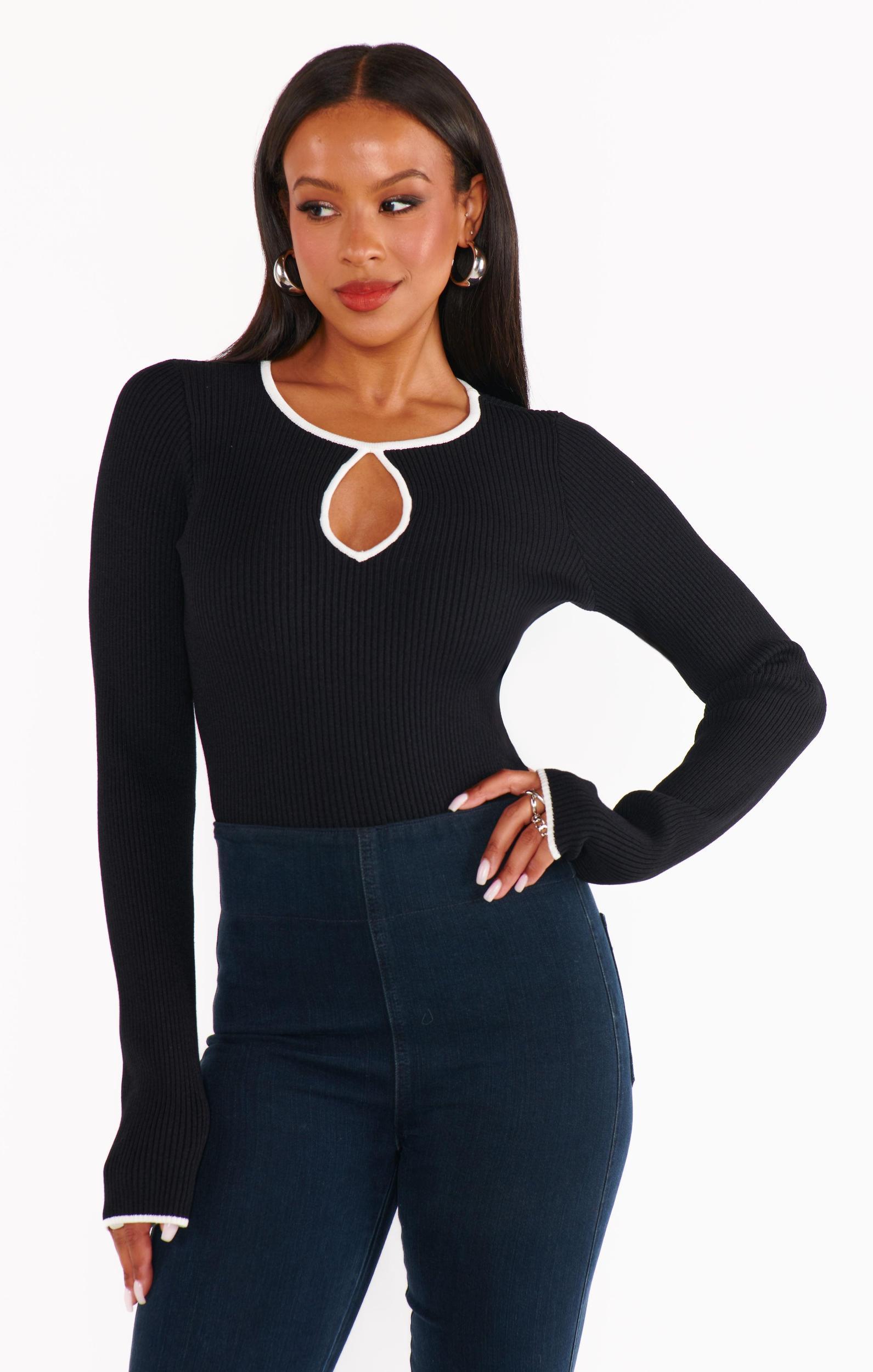 Tippi Top ~ Black Rib with White Trim Product Image