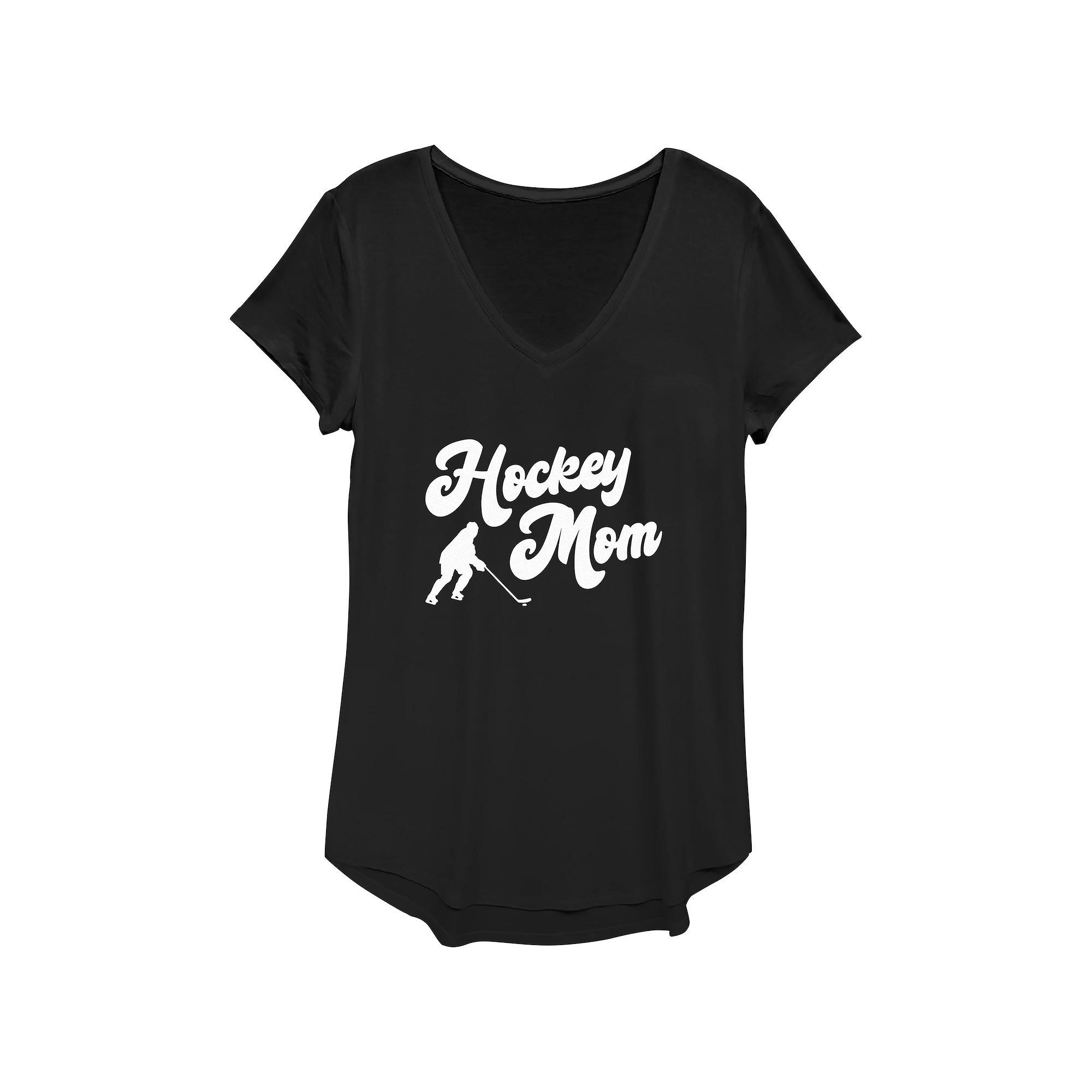 Womens Hockey Mom V-Neck Graphic Tee Product Image