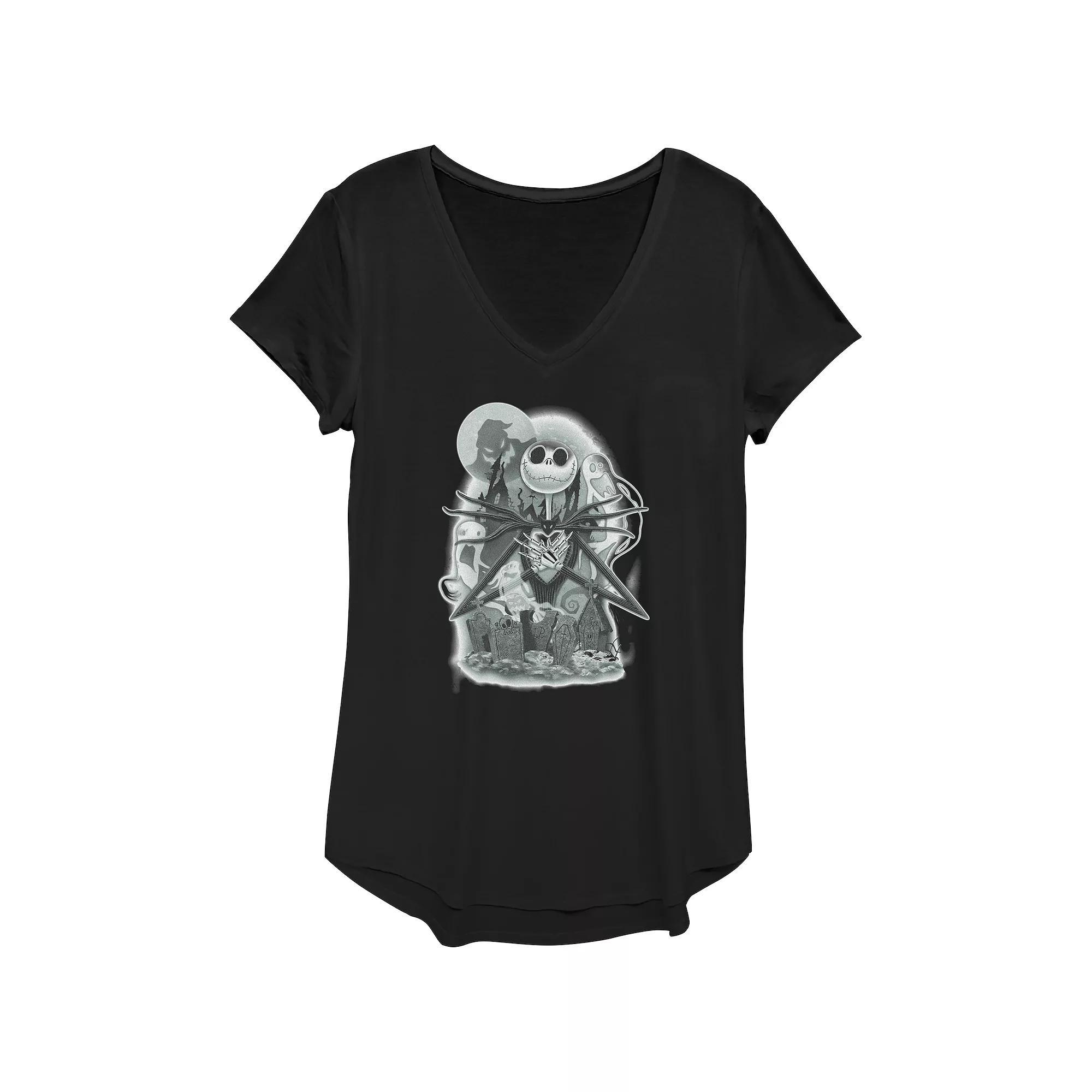 Disney's The Nightmare Before Christmas Jack Skellington Cemetery Women's Graphic Tee, Size: XS, Black Product Image