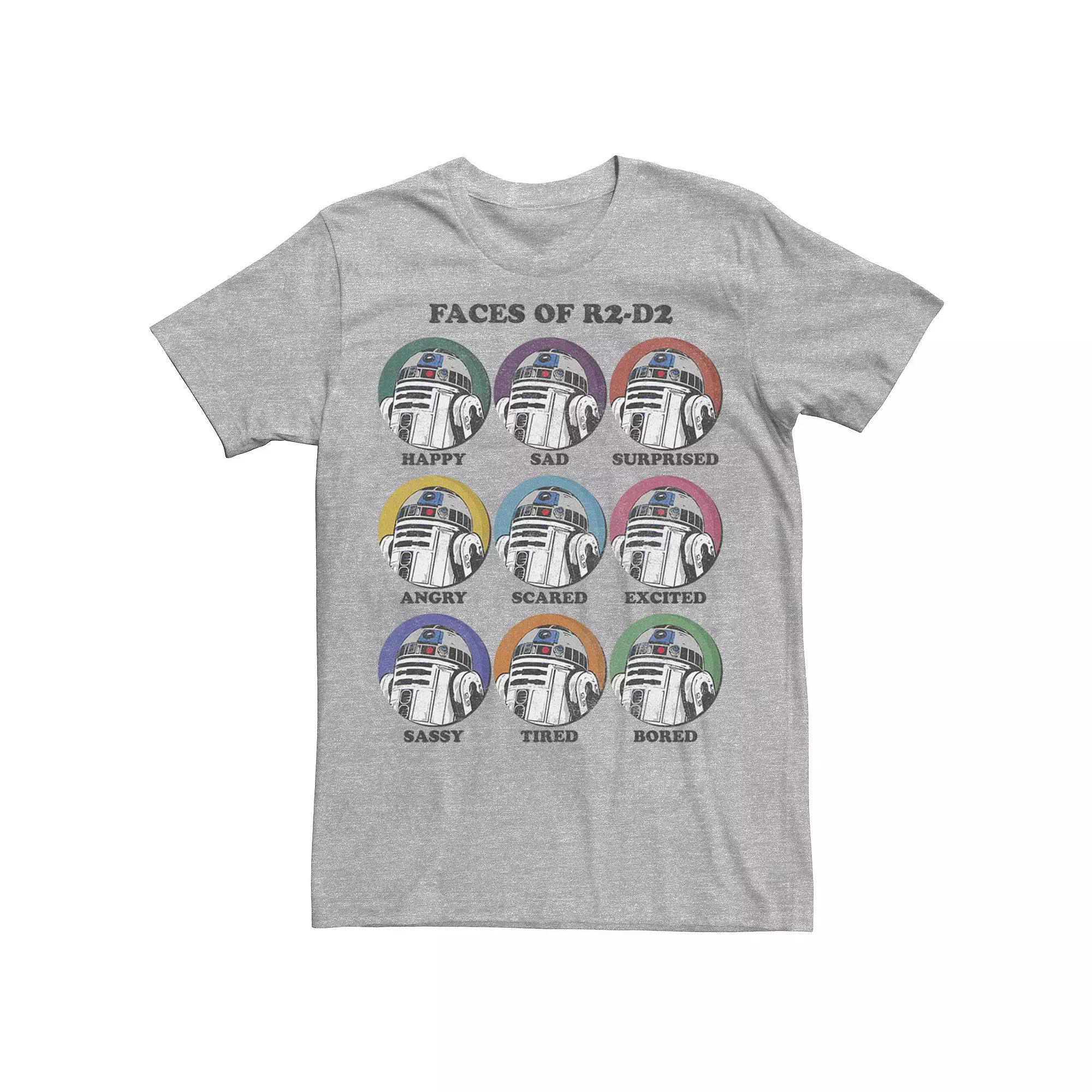 Men's Star Wars The Faces Of R2-D2 Tee, Size: Medium, Athletic Grey Product Image