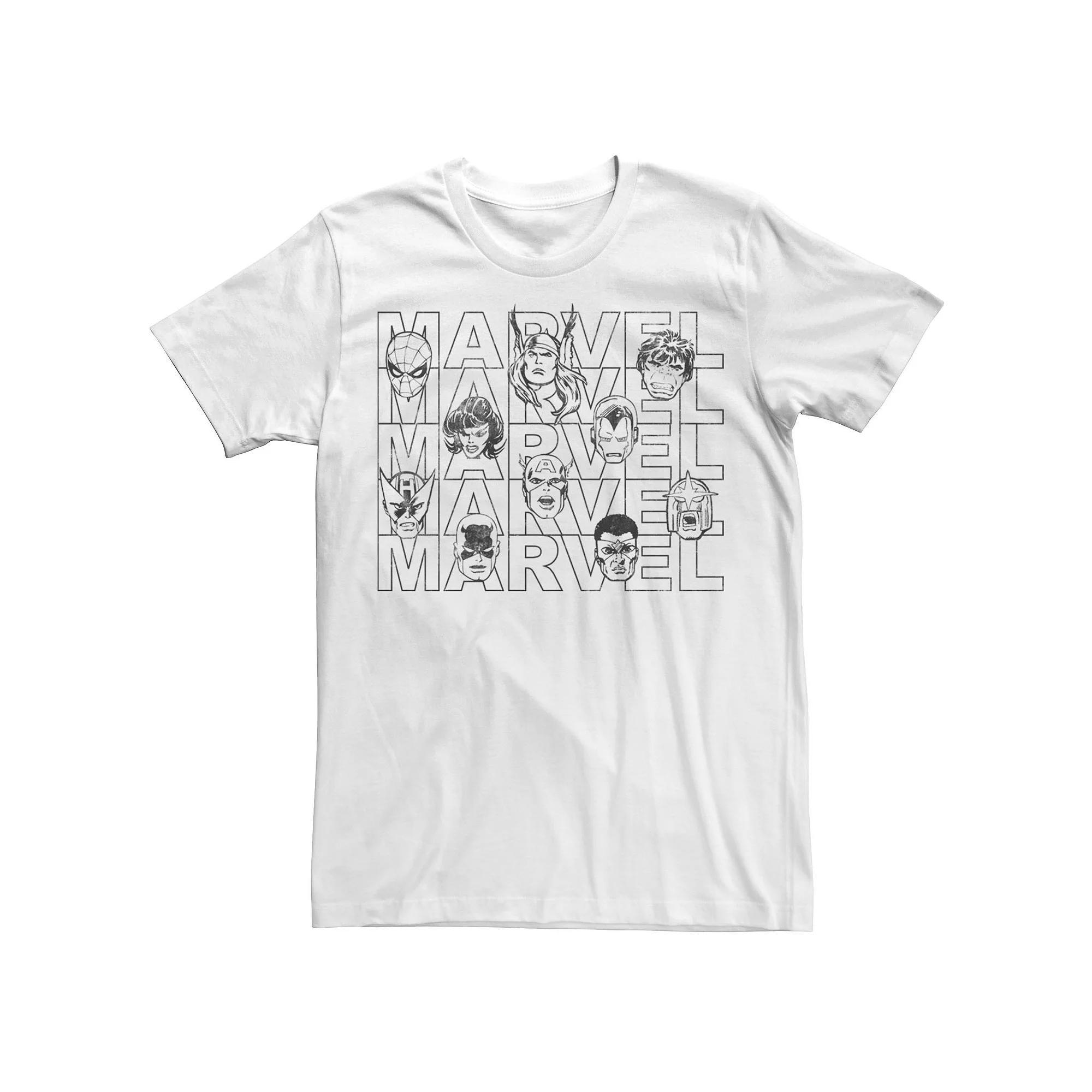 Men's Marvel Comics Heads Retro Comic Tee, Size: 3XL, White Product Image