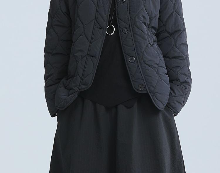 Plain Quilted Single-Breasted Jacket Product Image