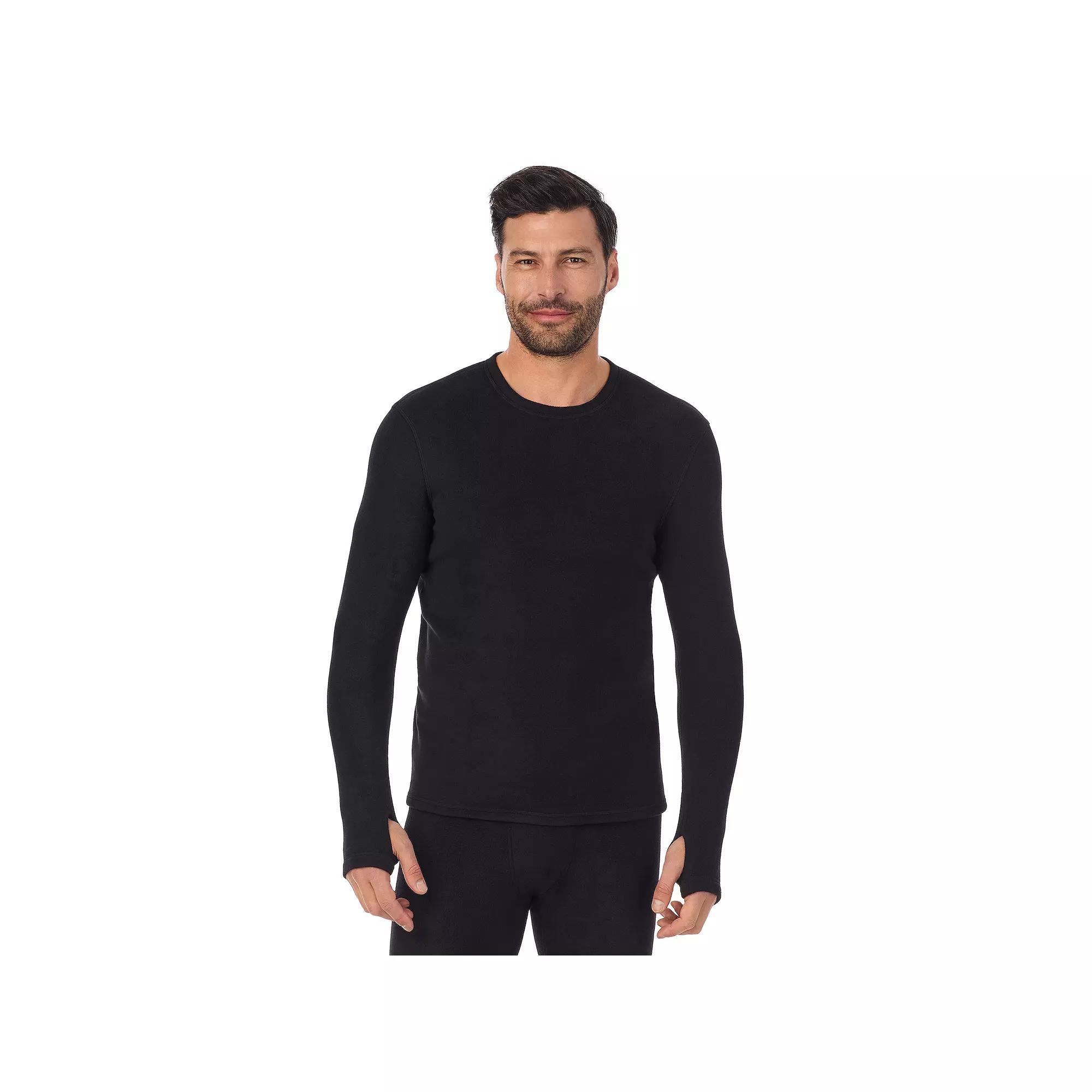 Men's Cuddl Duds® Midweight Fleecewear Performance Base Layer Crew Top, Size: Large, Black Product Image