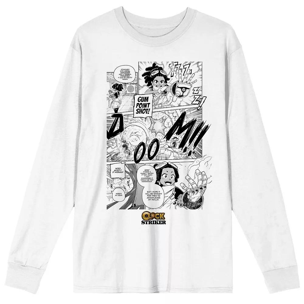 Men's Clock Striker Manga Page Gum Long Sleeve, Size: Large, White Product Image